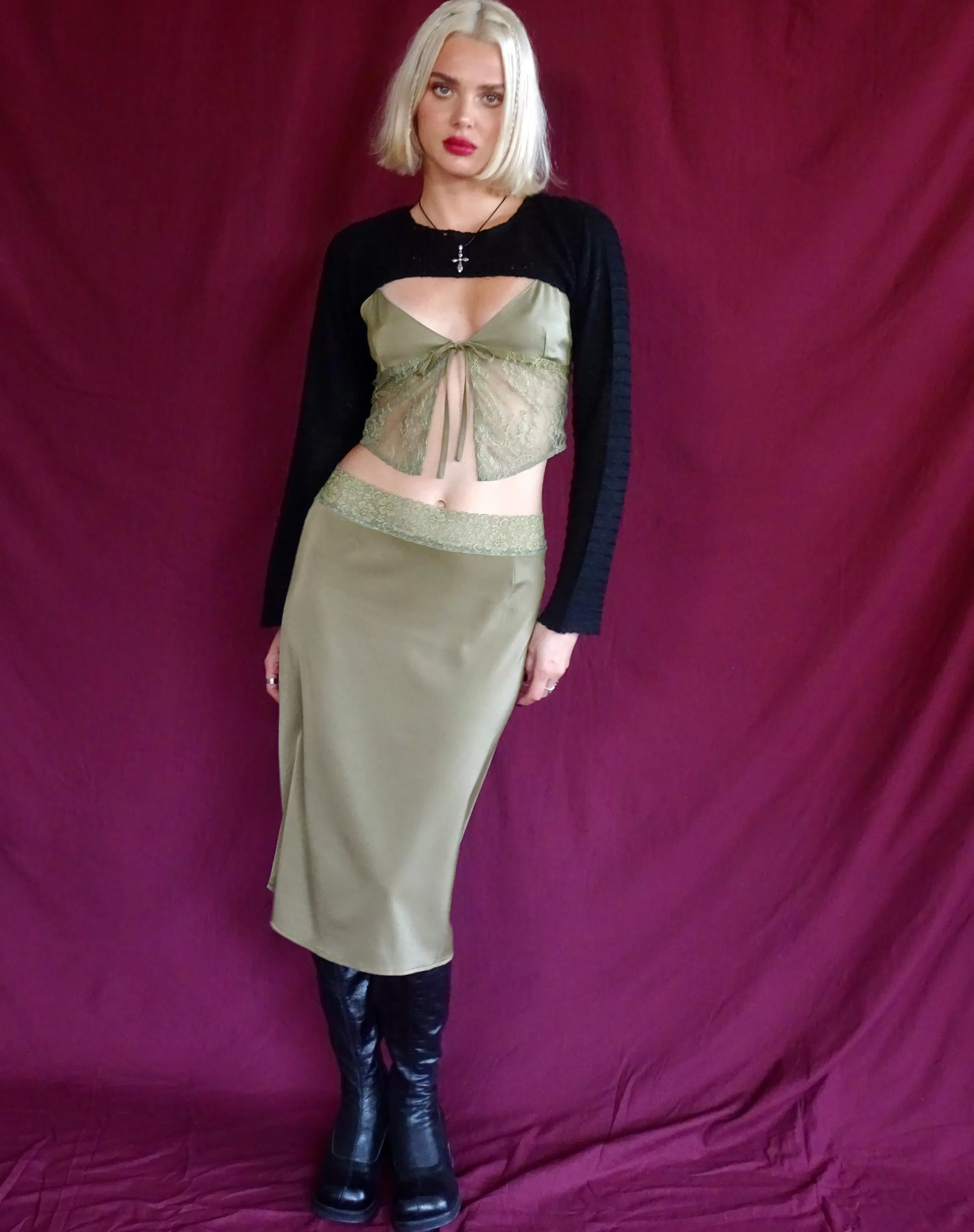 New Golda Midi Skirt In Satin Avocado SALE SKIRTS | MIDI SKIRTS