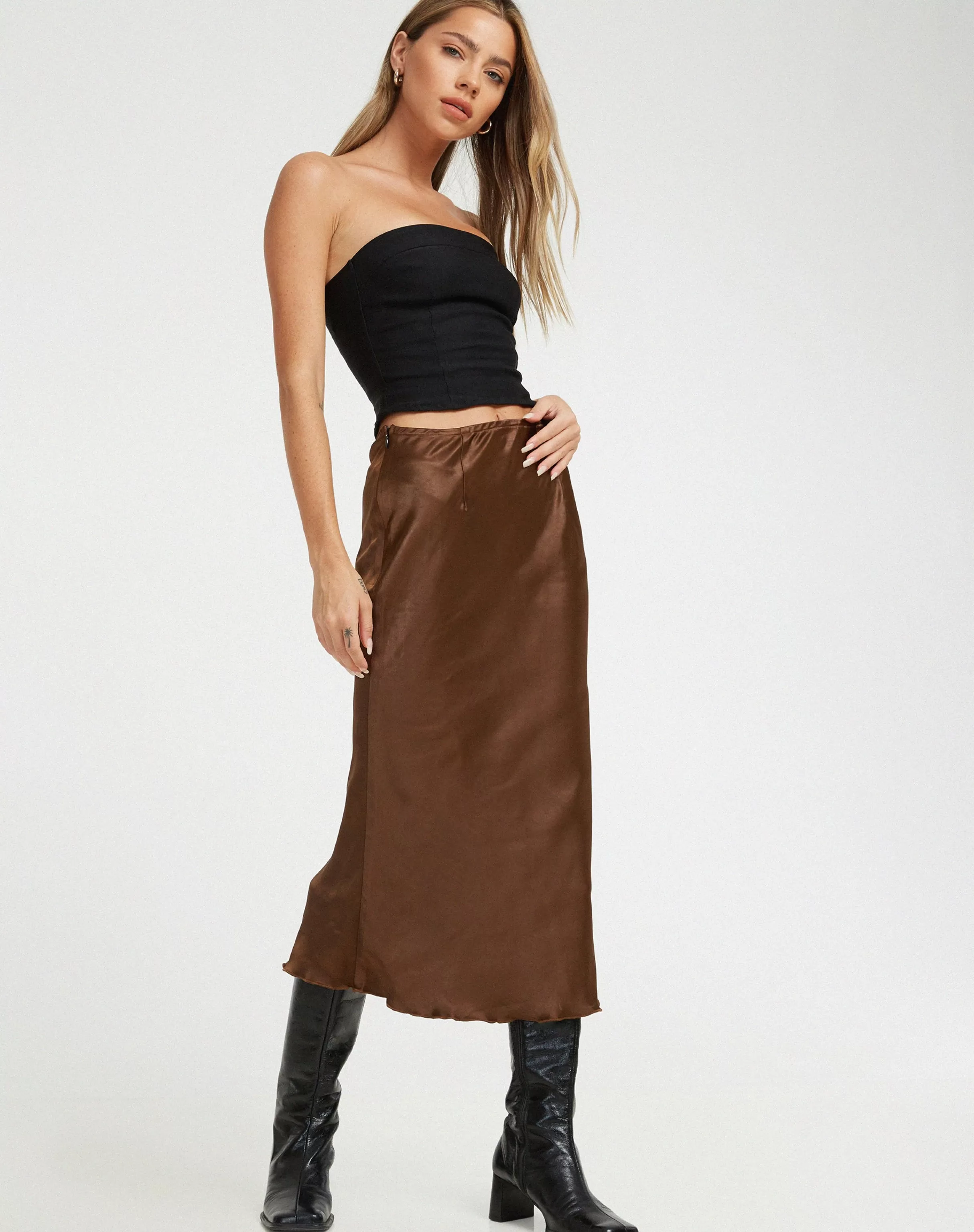 Online Goya Midi Skirt In Satin SALE SKIRTS