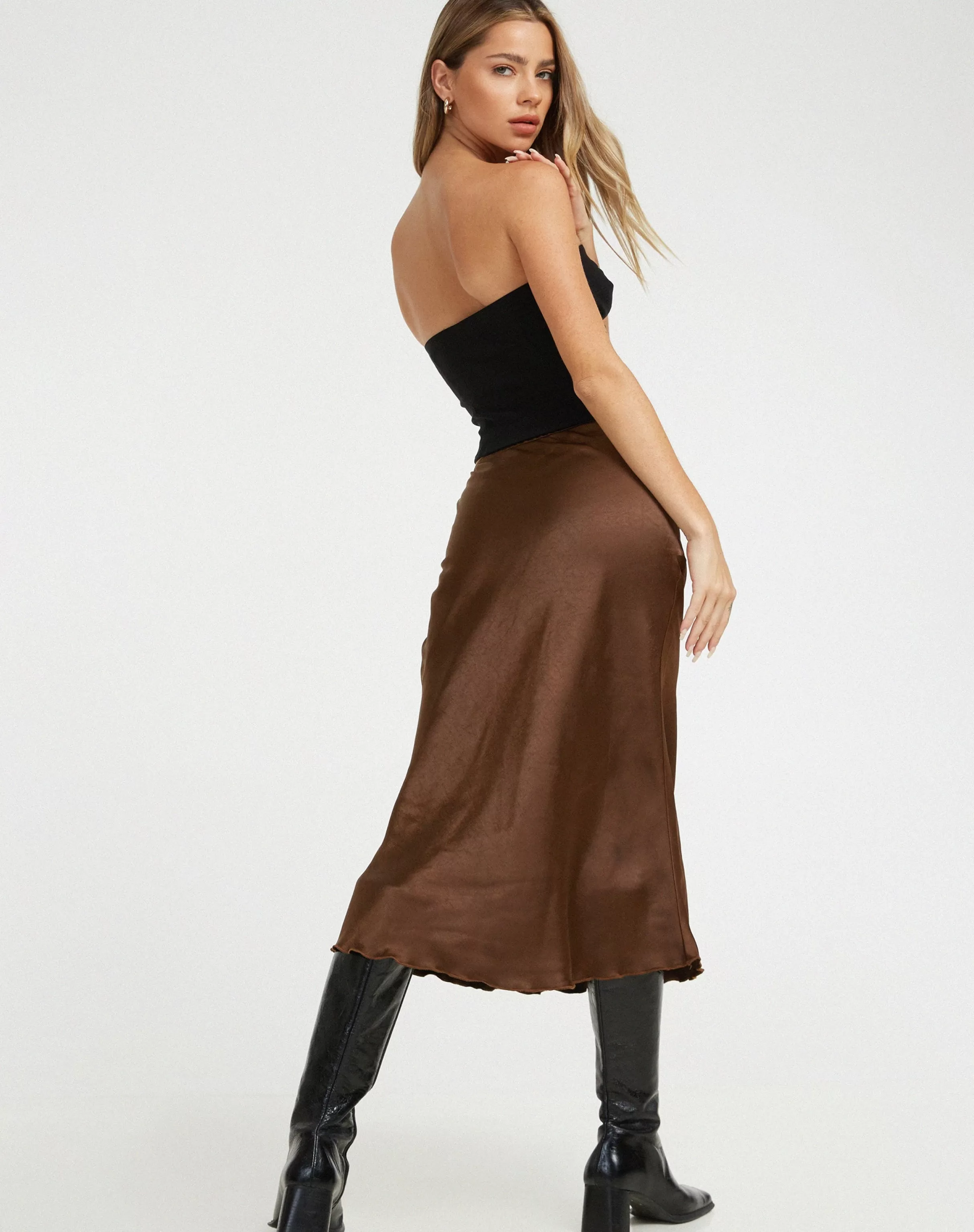 Online Goya Midi Skirt In Satin SALE SKIRTS