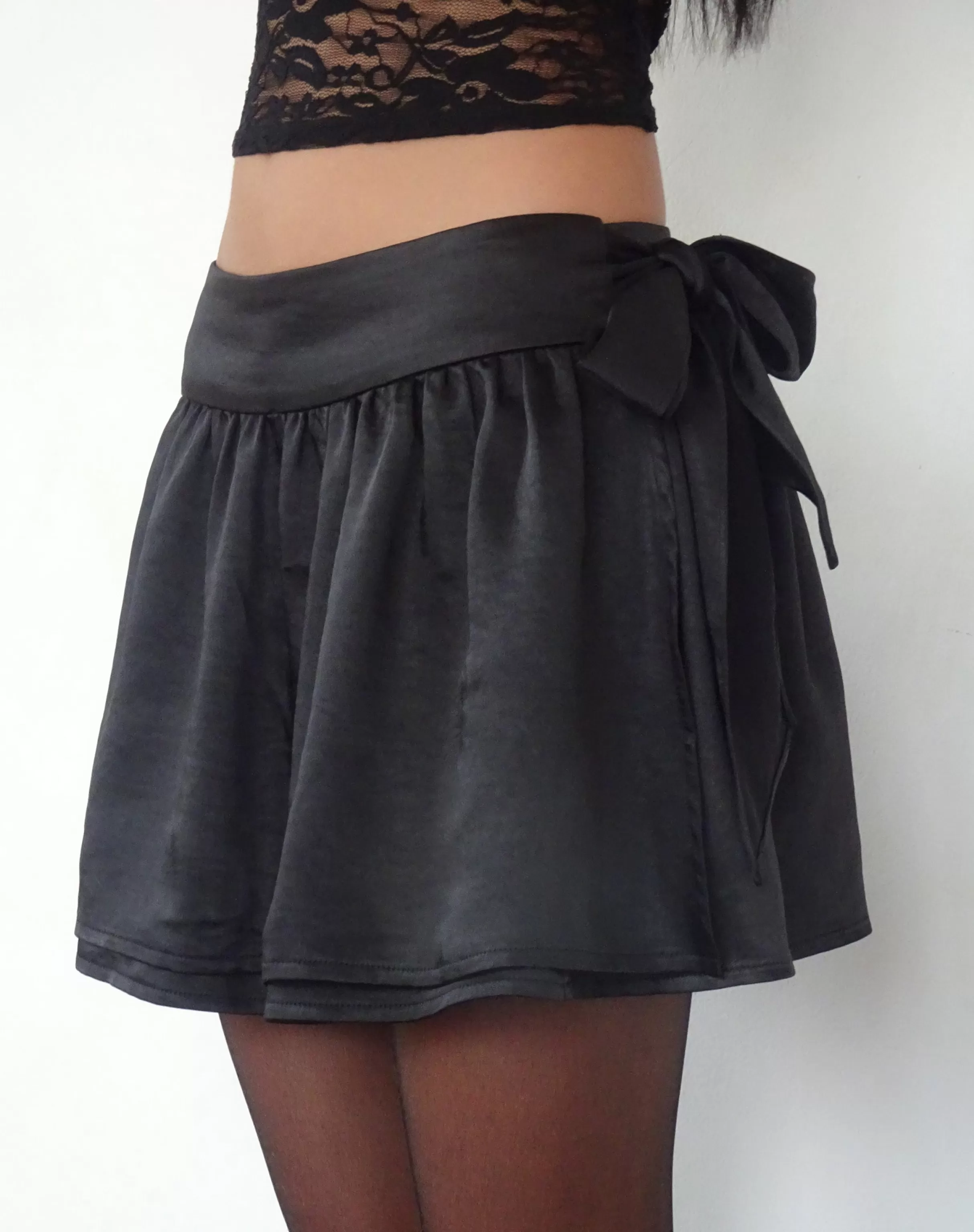 Store Habema Wrap Mini Skirt In Satin Black SALE SKIRTS | MINI SKIRTS