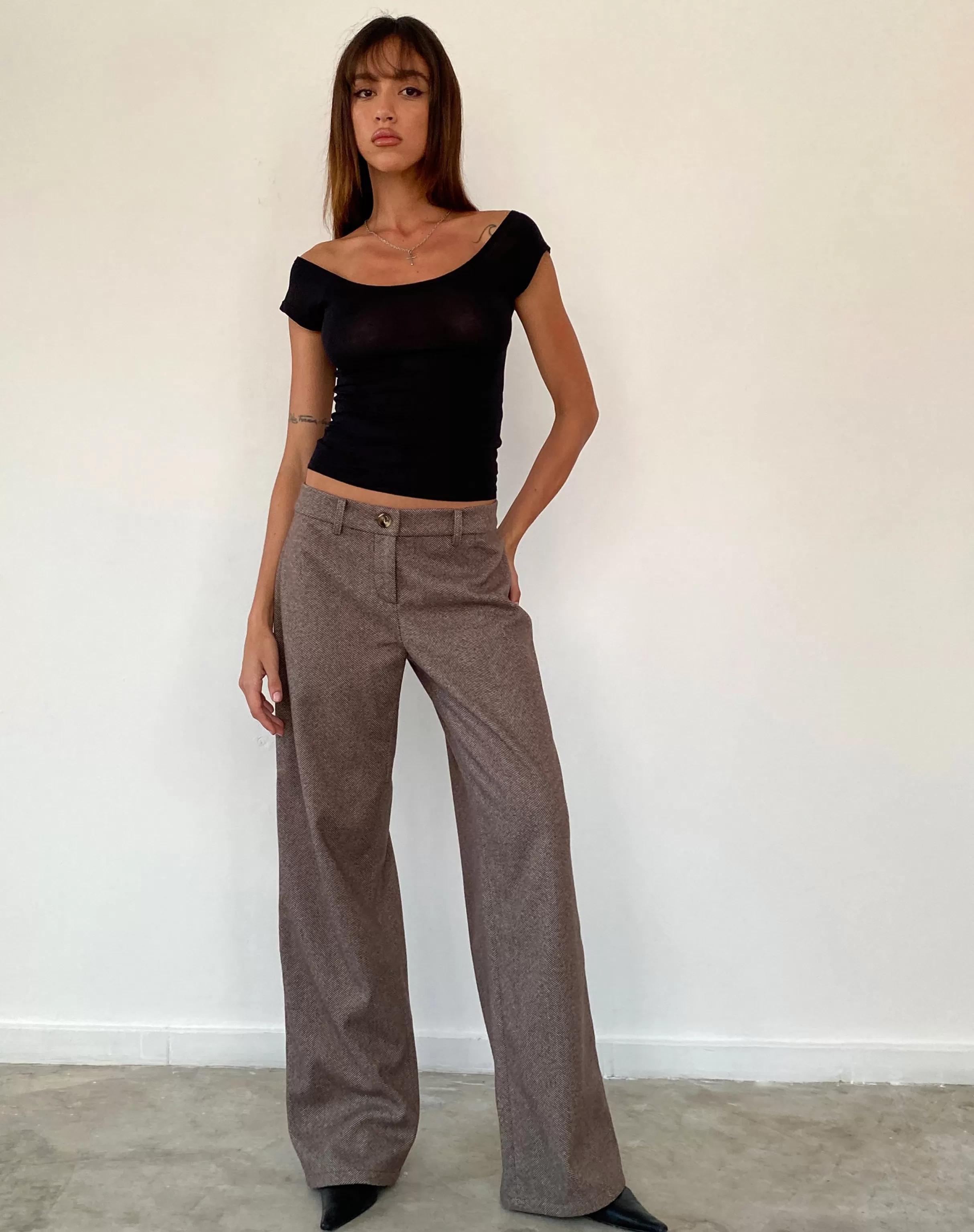 Hot Helsa Low Rise Trouser In Dark Brown Tailoring WIDE LEG TROUSERS | LOW RISE TROUSERS