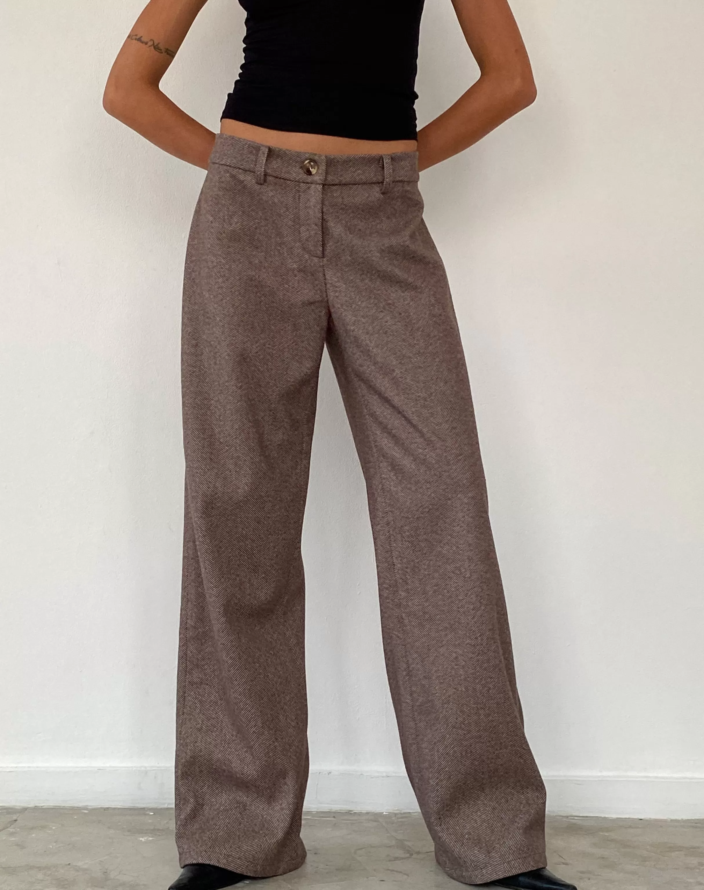 Hot Helsa Low Rise Trouser In Dark Brown Tailoring WIDE LEG TROUSERS | LOW RISE TROUSERS