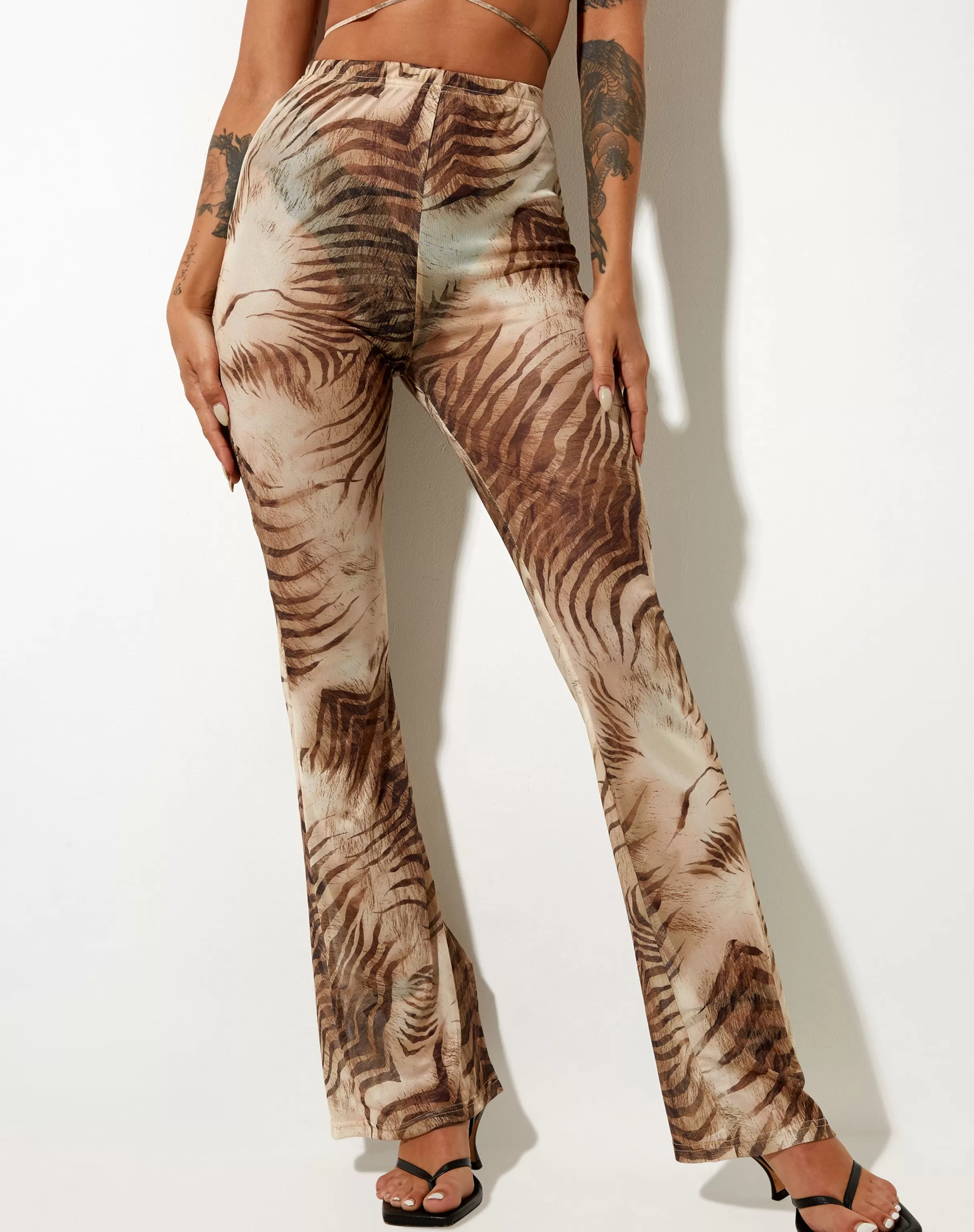 Sale Herlom Flare Trouser In Tiger Brown SALE TROUSERS