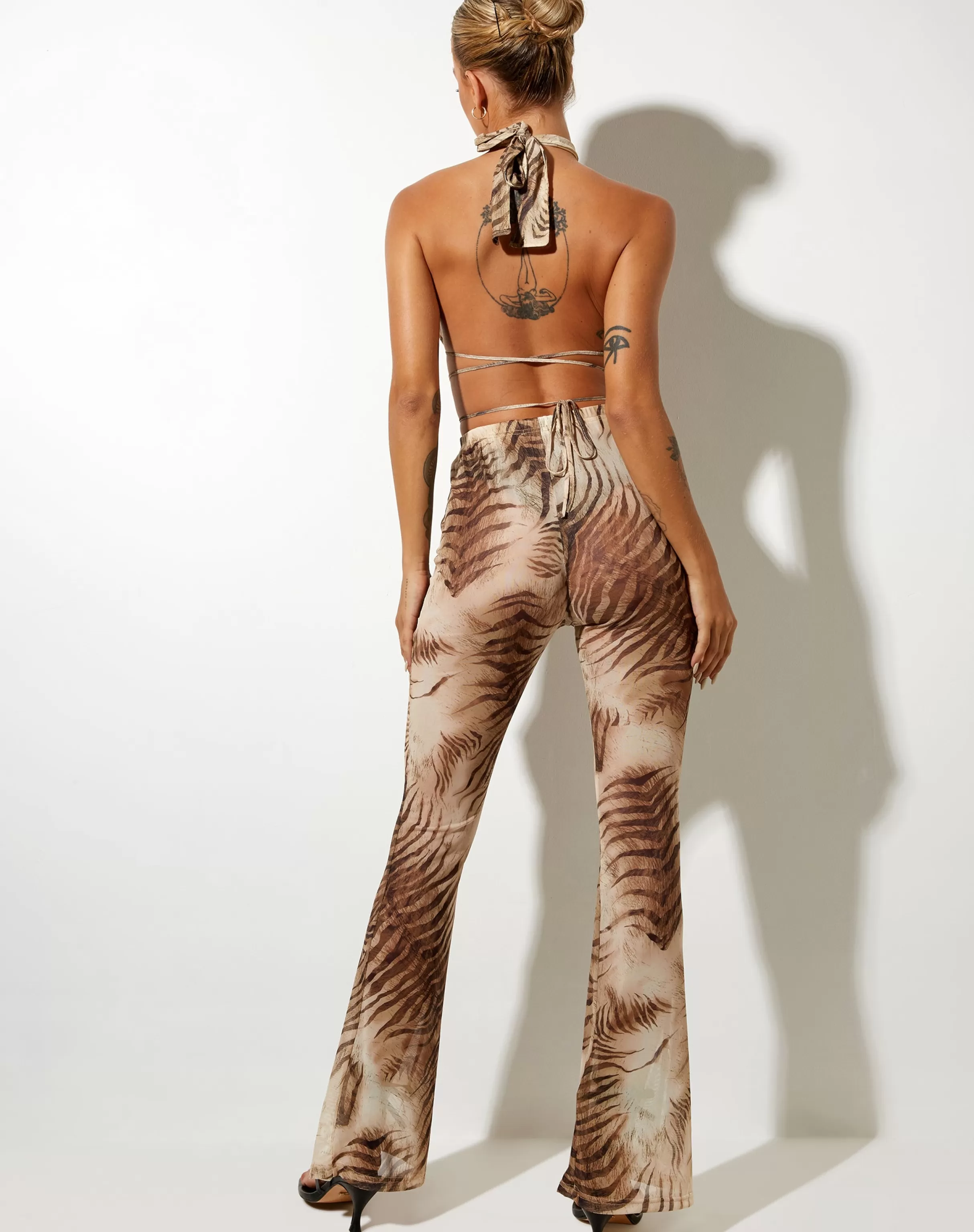 Sale Herlom Flare Trouser In Tiger Brown SALE TROUSERS