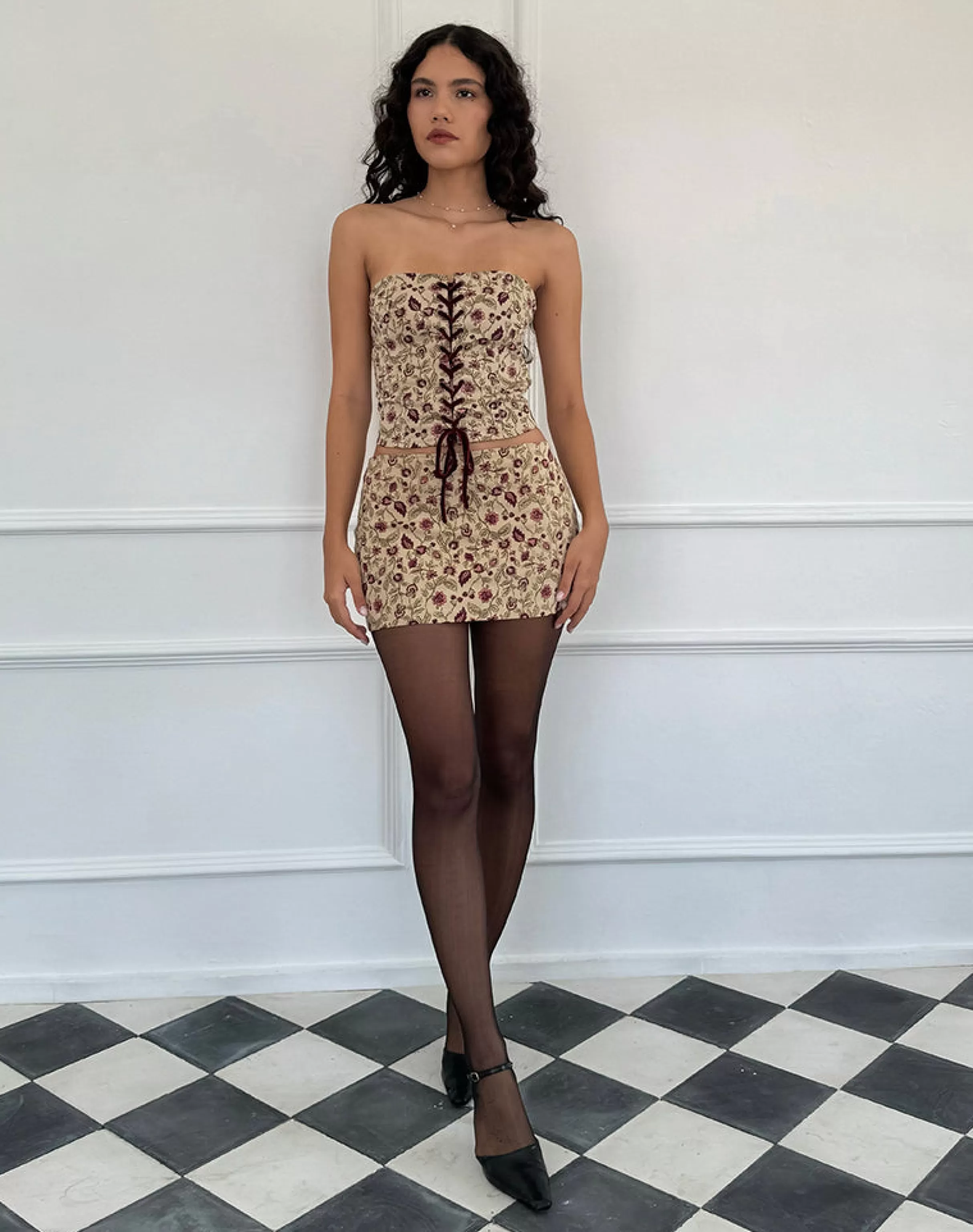 Outlet Heska Corset Top In Botanical Taupe CO-ORDS | GOING OUT TOPS