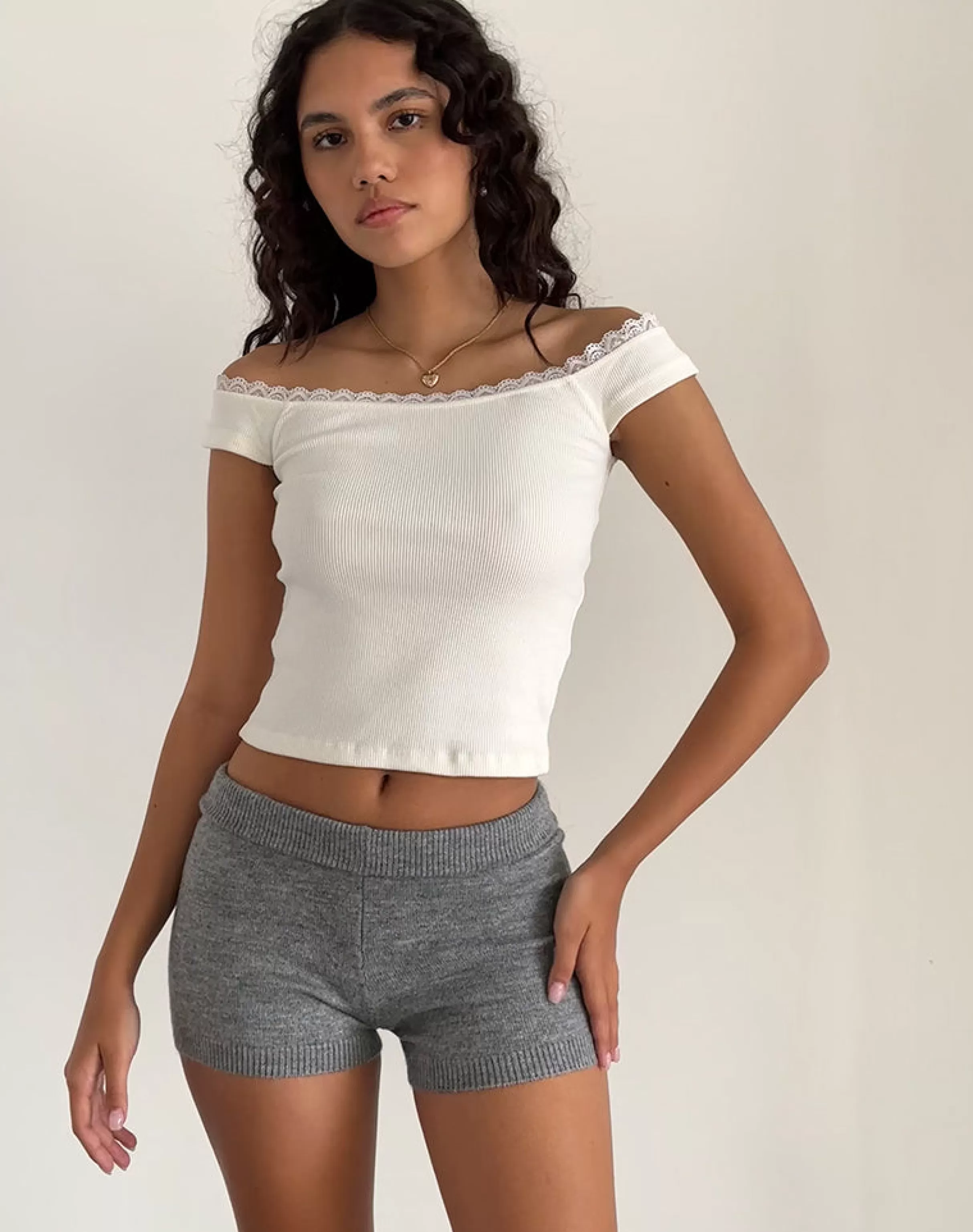 New Husan Hot Pants In Knit Grey STRAWBERRY MILK | SHORTS