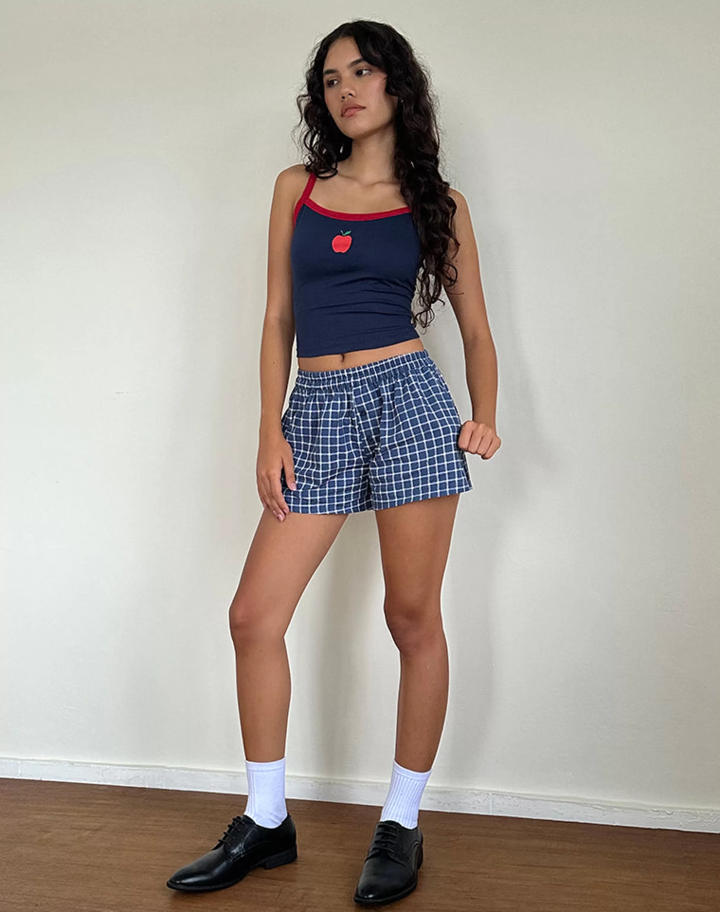 Best Sale Icah Vest Top In Navy With Red Binding And Apple Motif SWEET AS PIE | BASIC TOPS