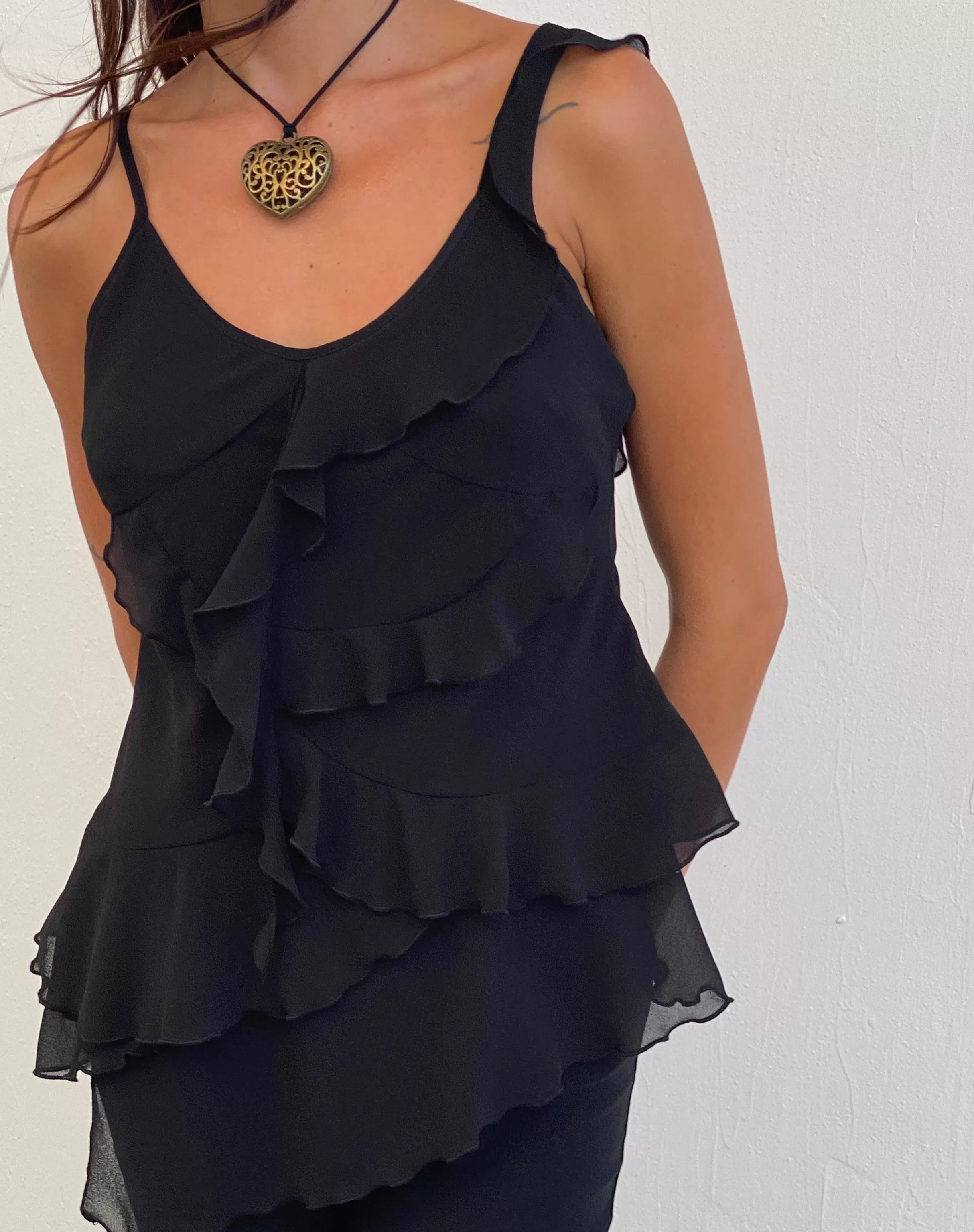 Flash Sale Irama Asymmetric Ruffle Top In Black VEST TOPS