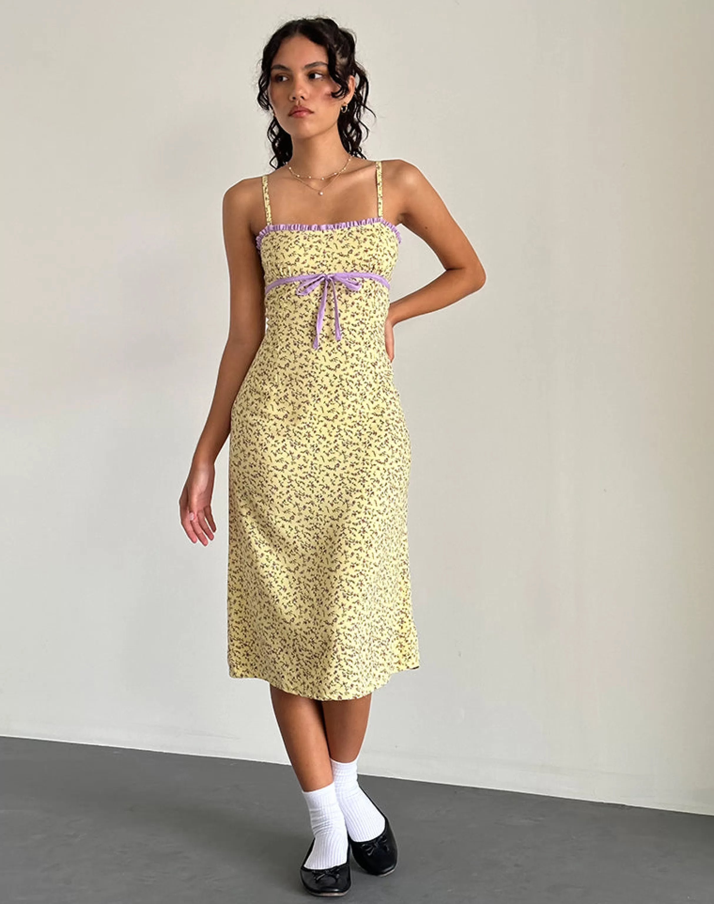 New Isaure Midi Dress In Flowing Flower Yellow PRINTED DRESSES | SLIP DRESSES