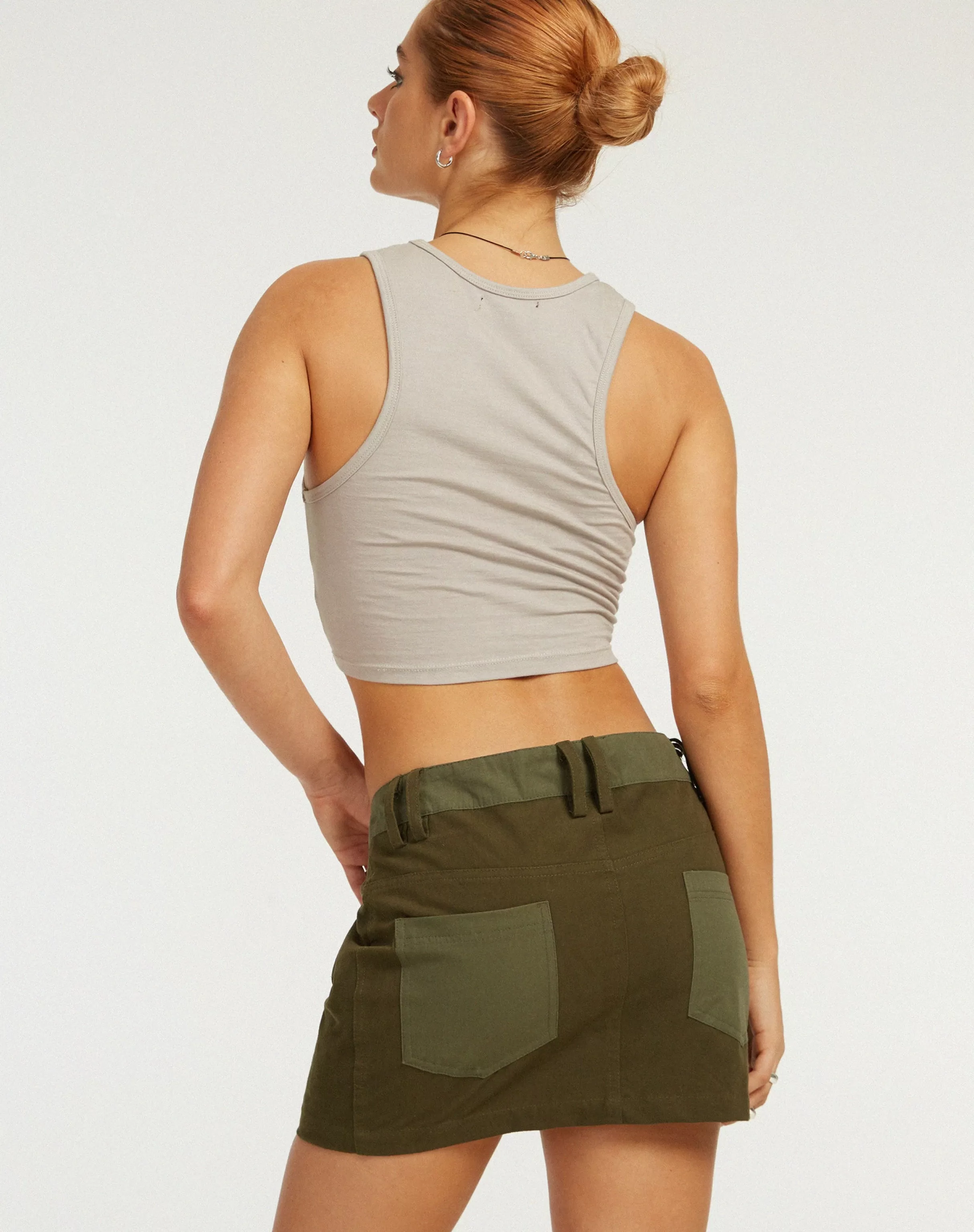 Outlet Ivette Mini Skirt In Dark Olive Khaki SALE SKIRTS