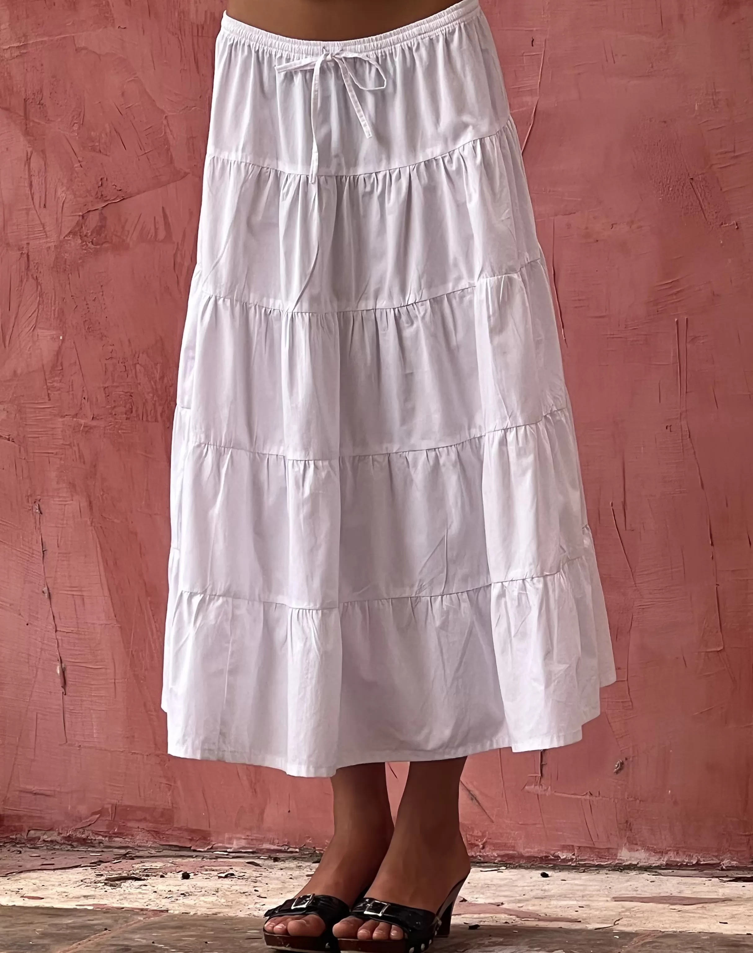 Flash Sale Izumi Tiered Midi Skirt In Poplin White MIDI SKIRTS