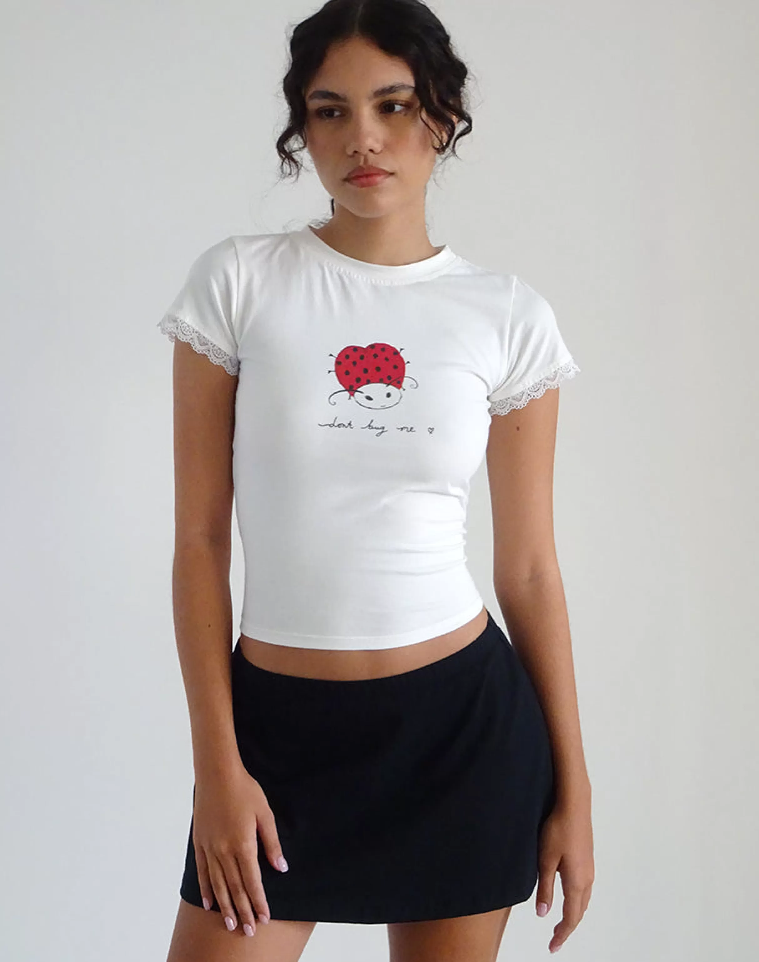 Clearance Izzy Baby Tee In Off White 'Dont Bug Me' TEES | CROP TOPS