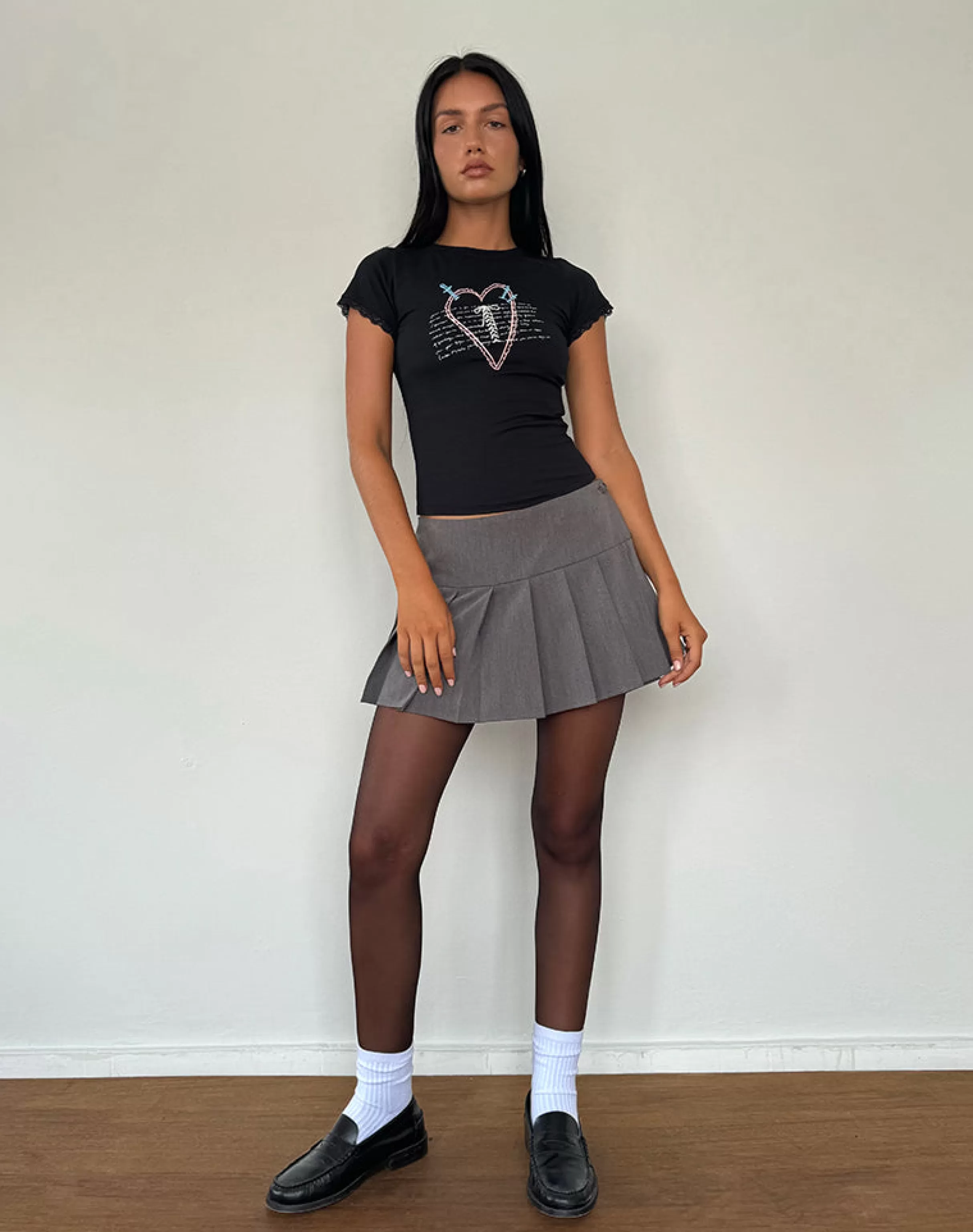 Hot Izzy Lace Trim Tee In TEES | PRINTED TOPS