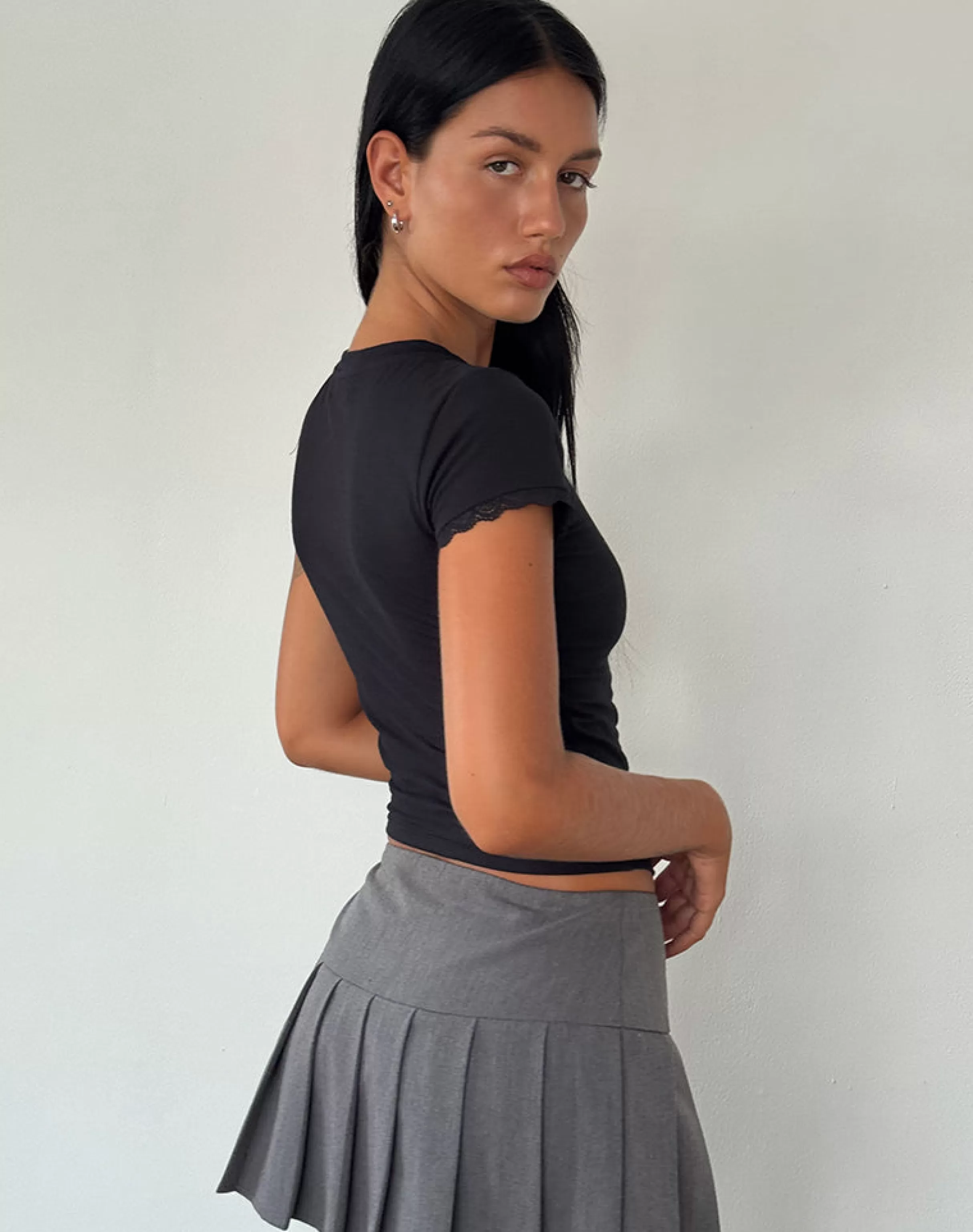 Hot Izzy Lace Trim Tee In TEES | PRINTED TOPS