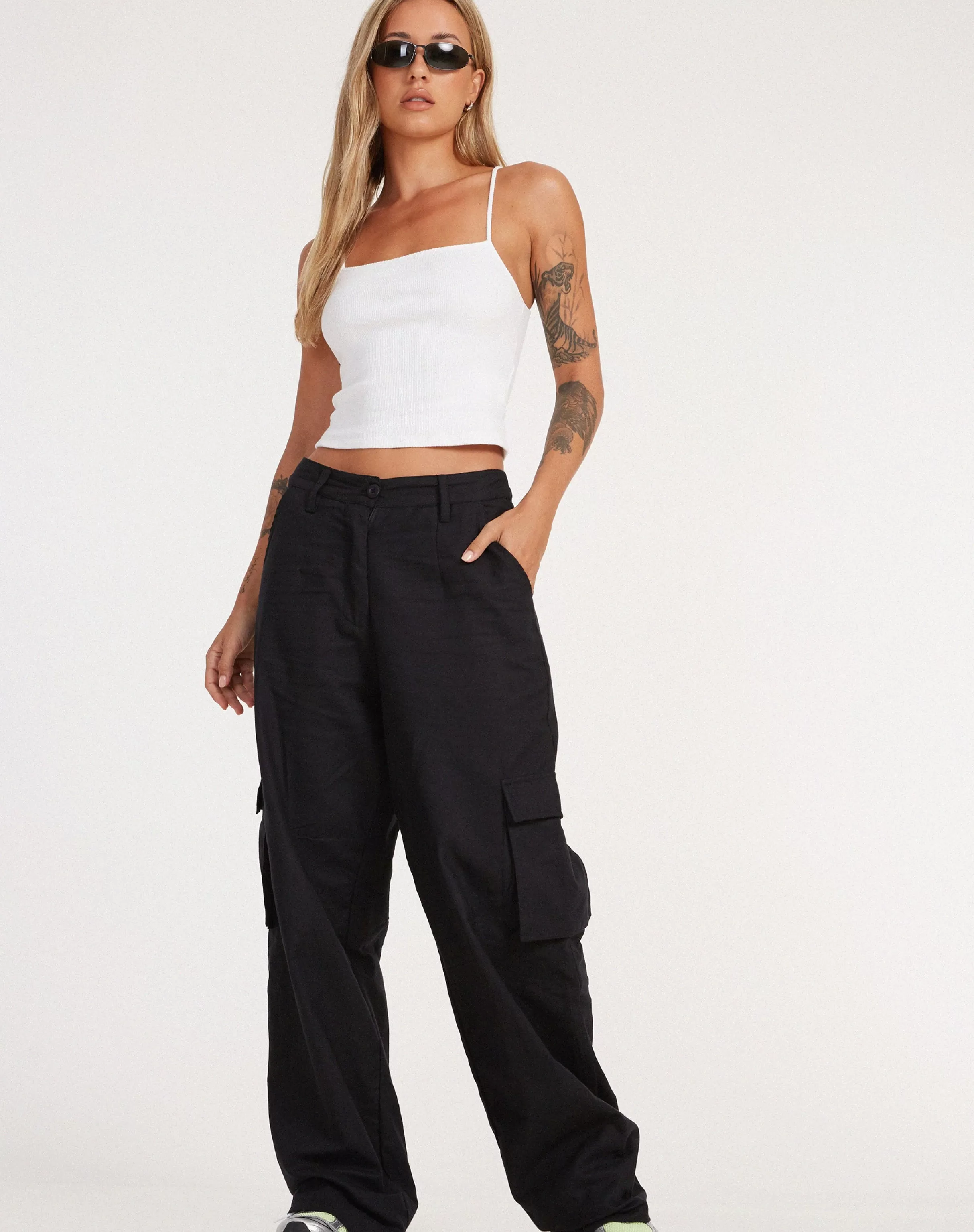 New Jita Cargo Trouser In Rami Black SALE TROUSERS