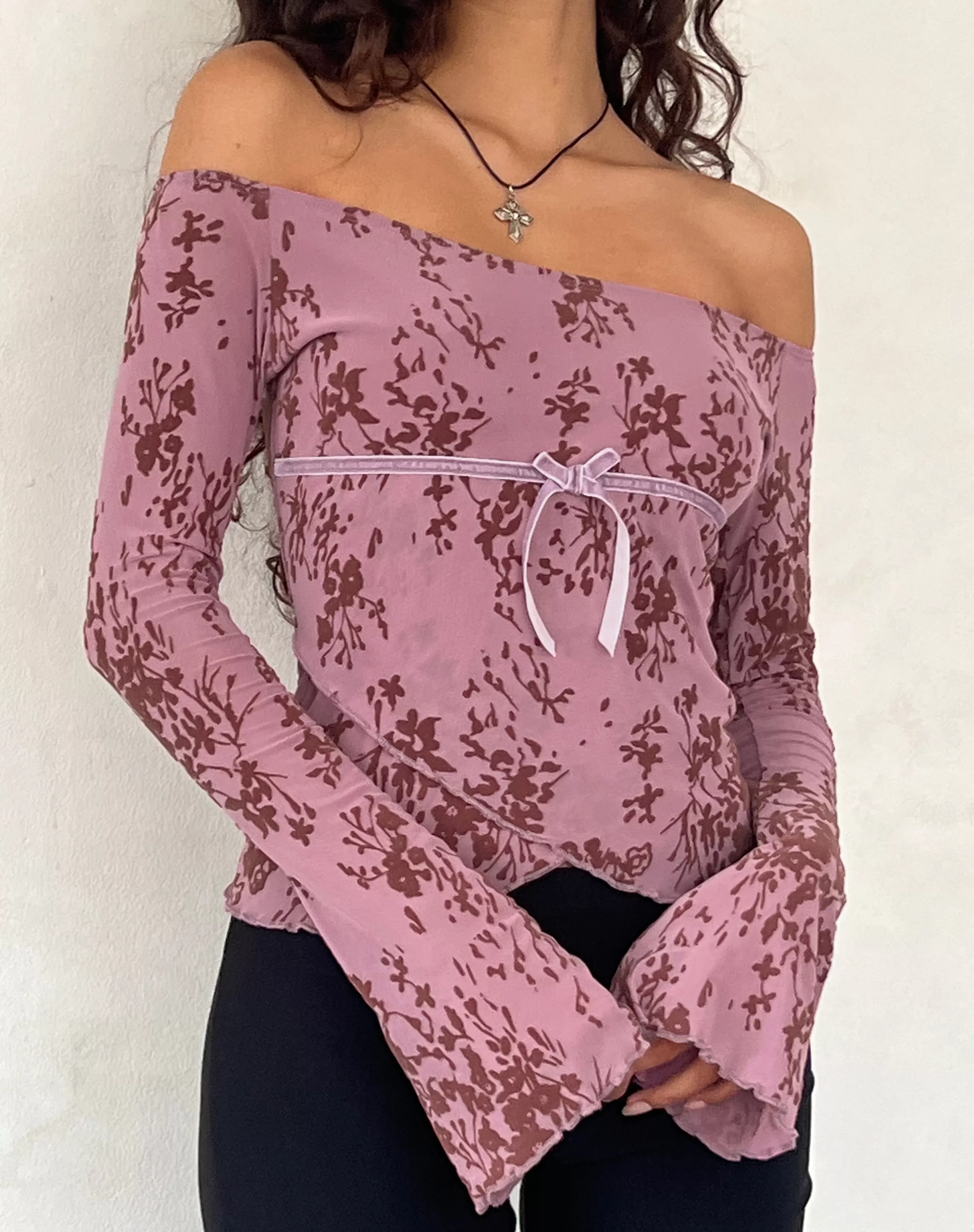 Sale Kareena Long Sleeve Bardot Top In LONG SLEEVE TOPS
