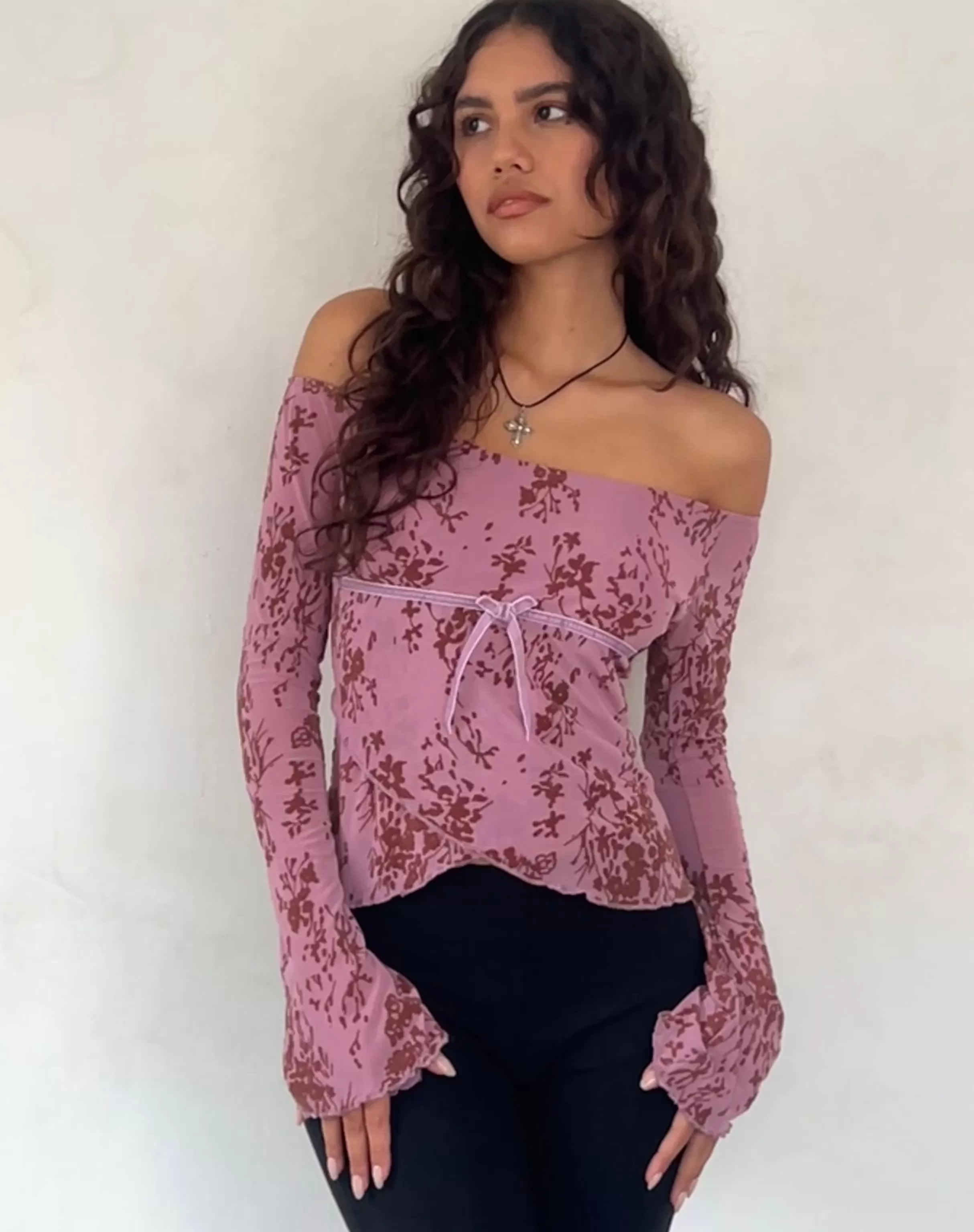 Sale Kareena Long Sleeve Bardot Top In LONG SLEEVE TOPS