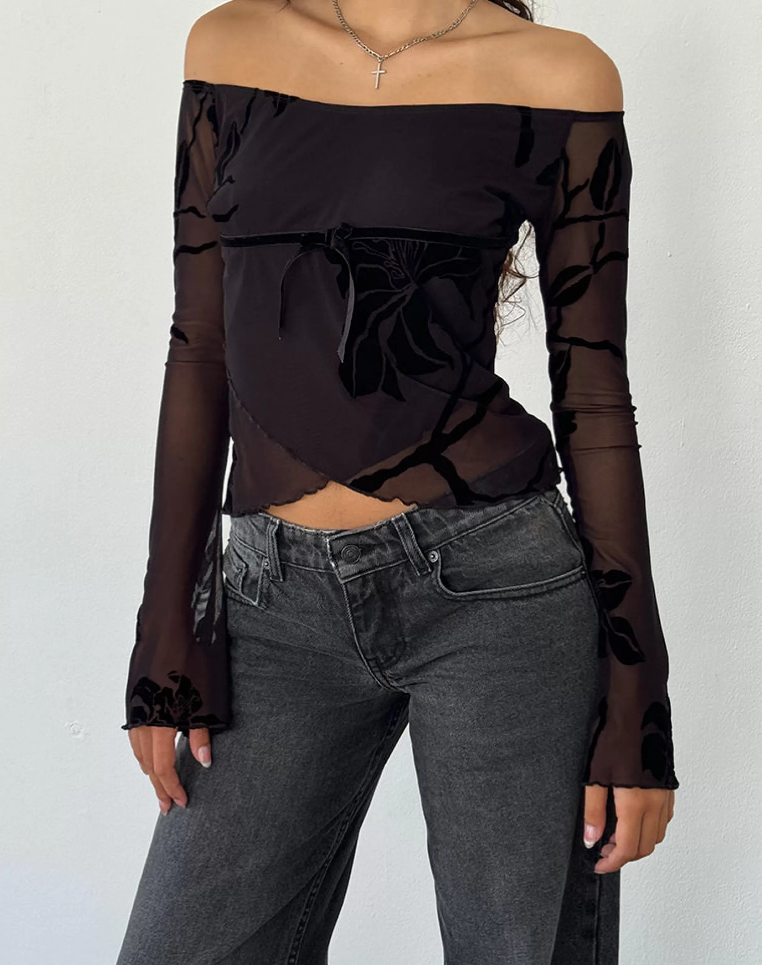 Cheap Kareena Long Sleeve Bardot Top In GOING OUT TOPS | LONG SLEEVE TOPS