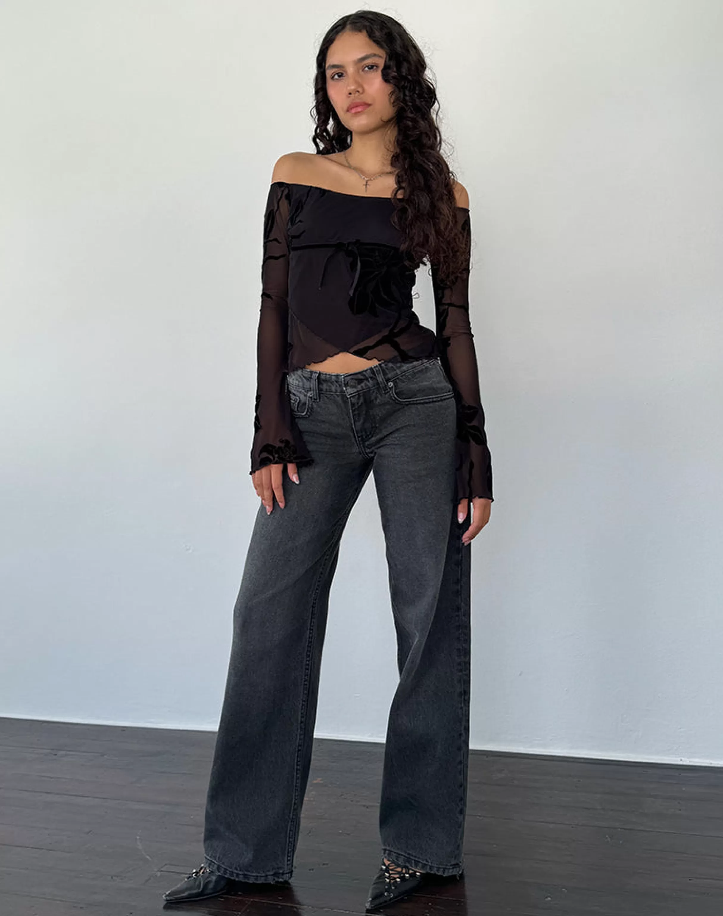 Cheap Kareena Long Sleeve Bardot Top In GOING OUT TOPS | LONG SLEEVE TOPS