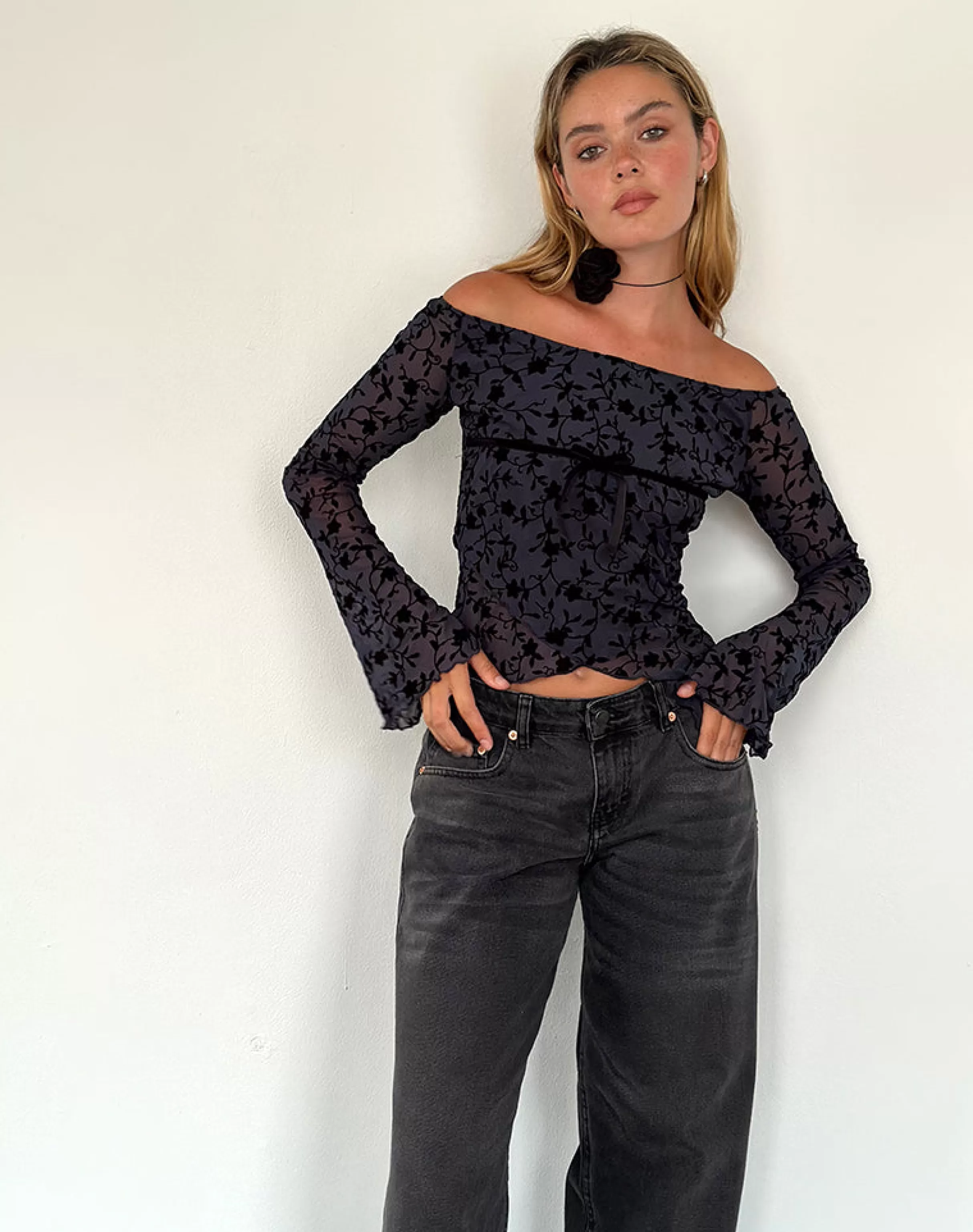 Cheap Kareena Long Sleeve Bardot Top In GOING OUT TOPS | LONG SLEEVE TOPS