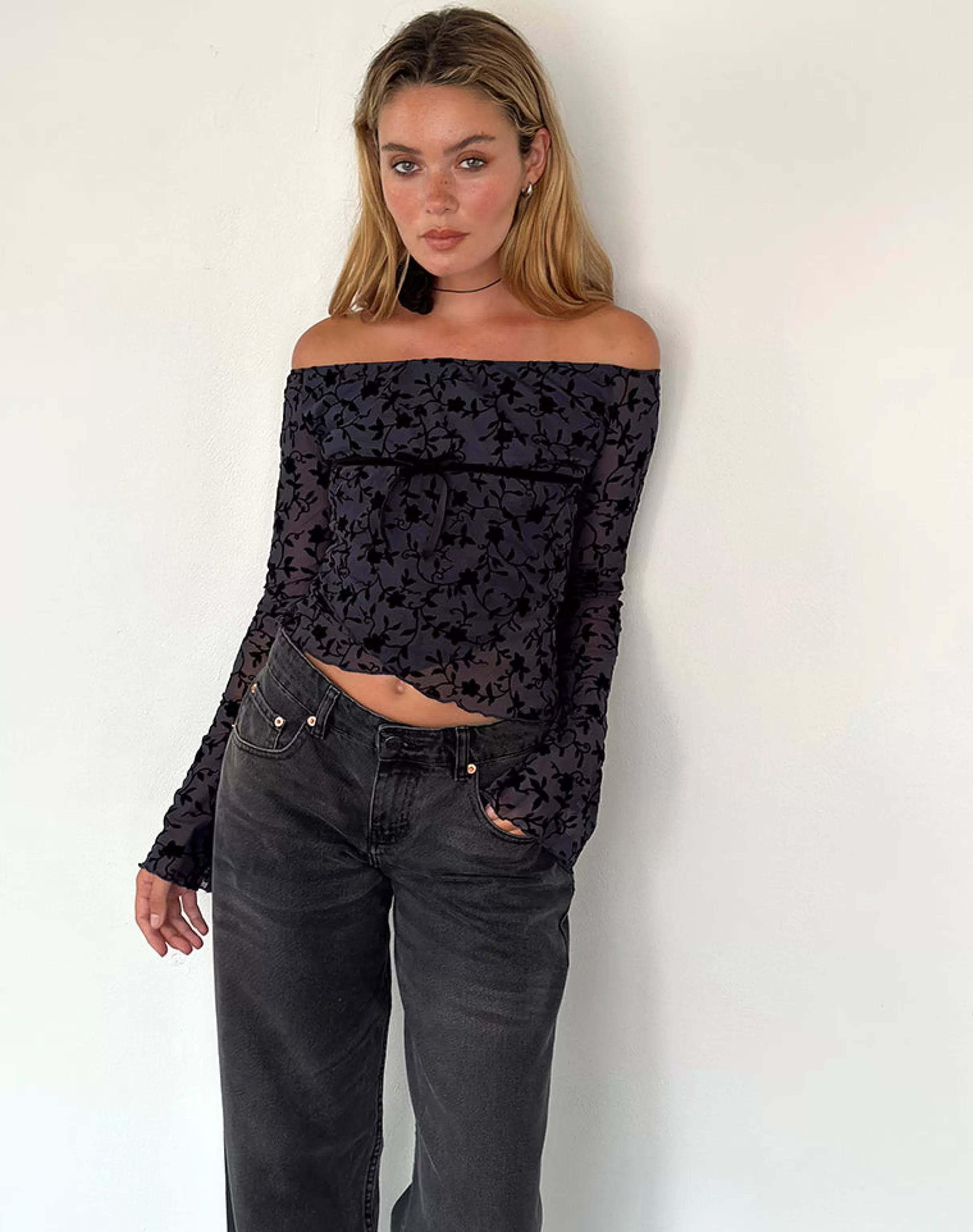 Cheap Kareena Long Sleeve Bardot Top In GOING OUT TOPS | LONG SLEEVE TOPS
