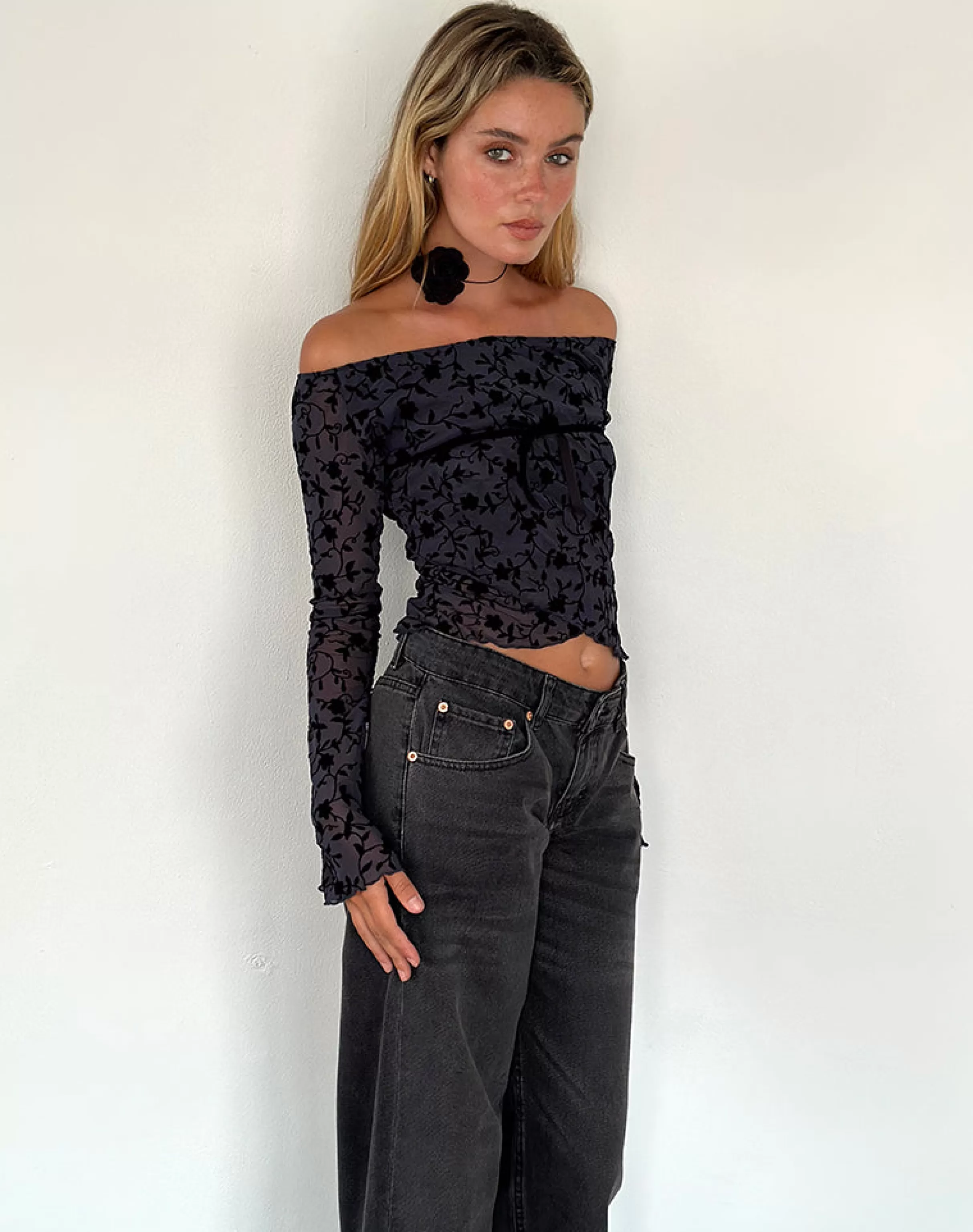 Cheap Kareena Long Sleeve Bardot Top In GOING OUT TOPS | LONG SLEEVE TOPS