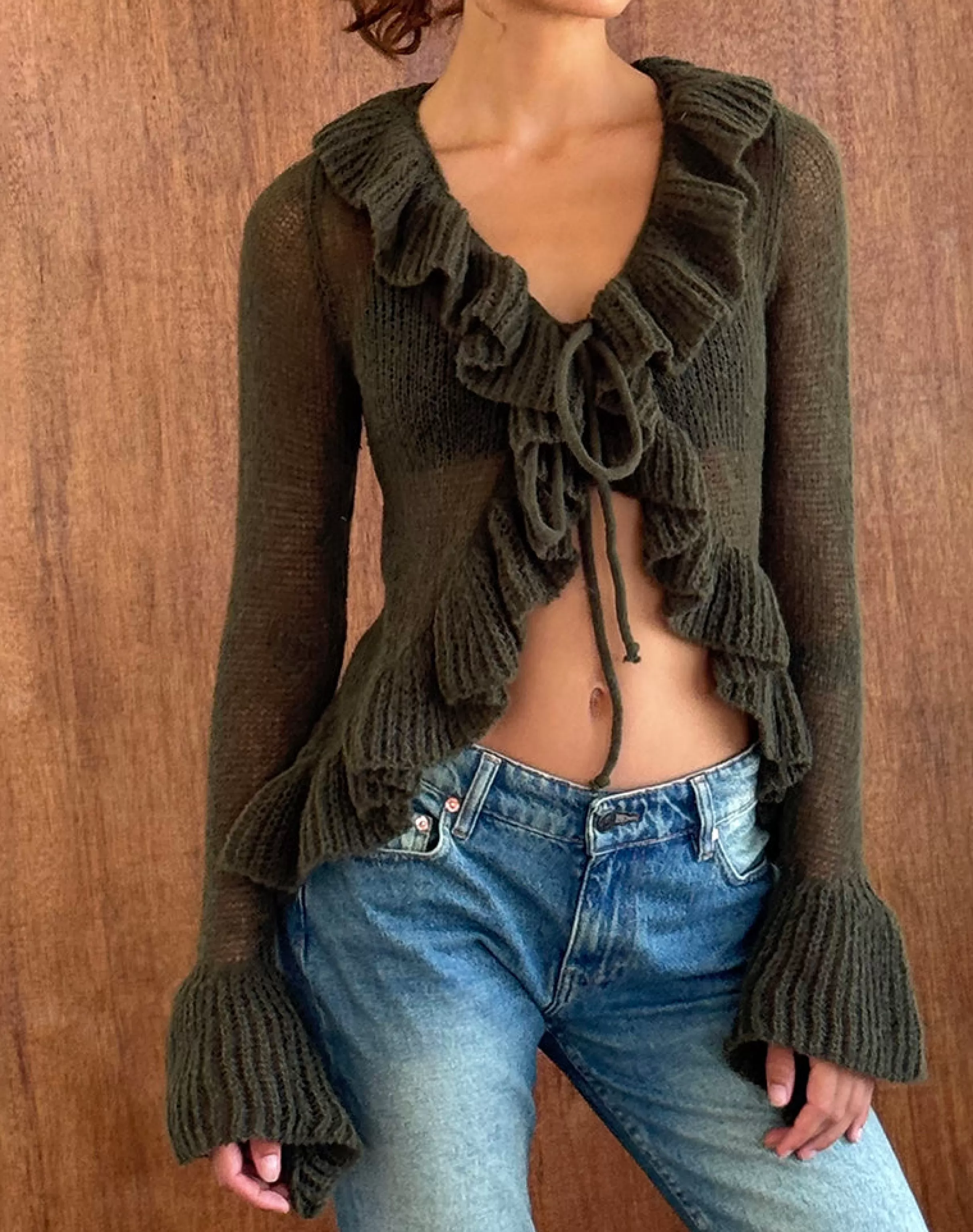 Clearance Kendra Ruffle Cardi In CARDIGANS