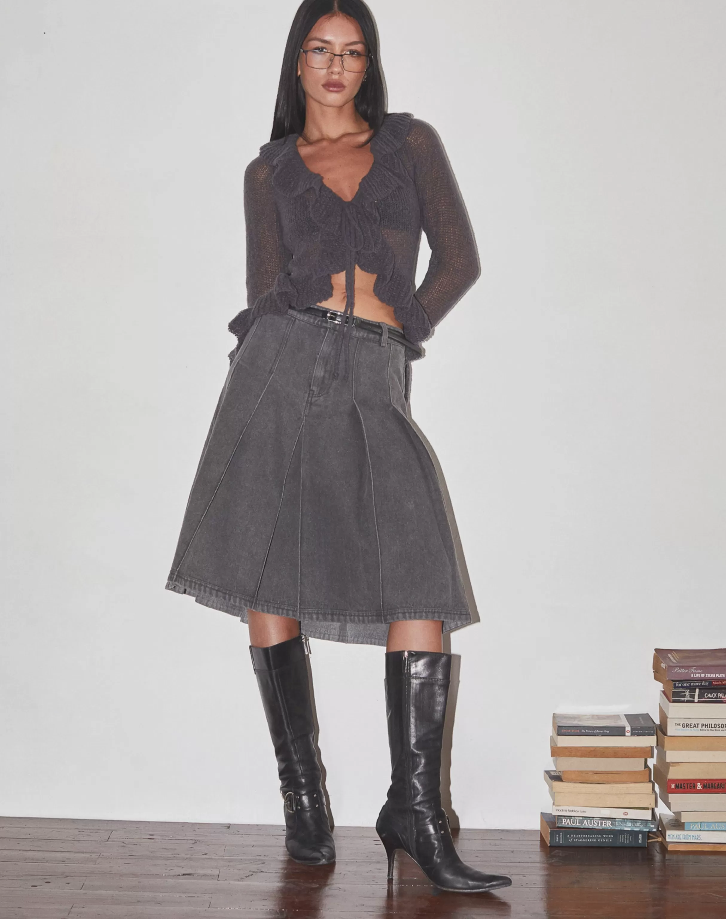 Discount Kendra Ruffle Cardigan In Knit CARDIGANS