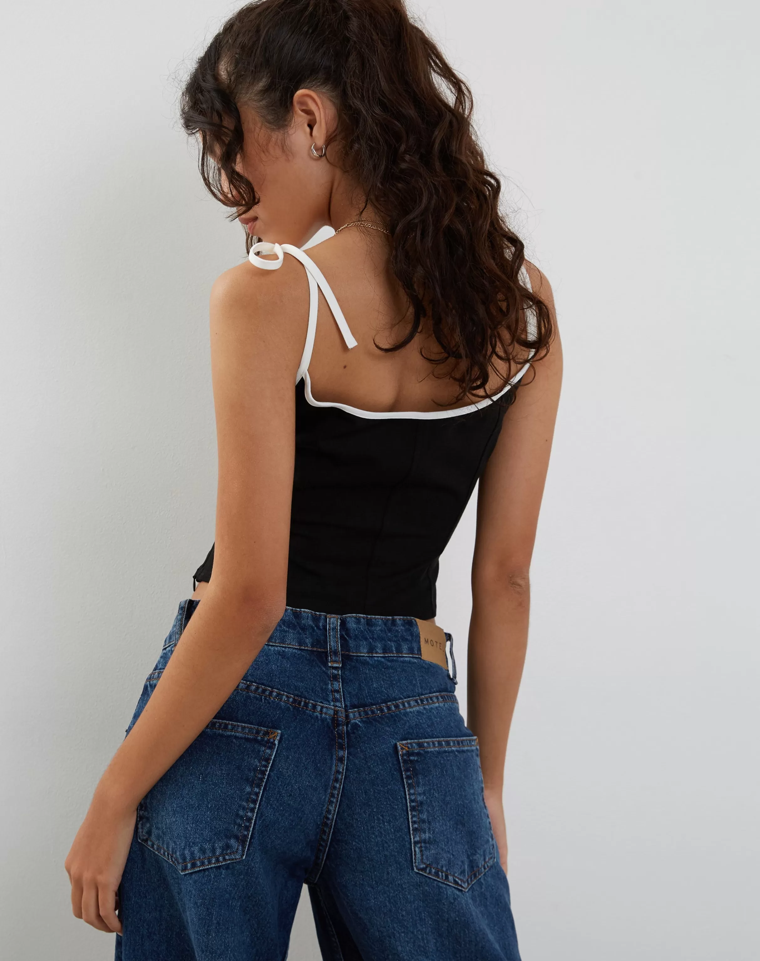 Outlet Kiona Corset Top In With White Binding STRAPPY TOPS | CROP TOPS