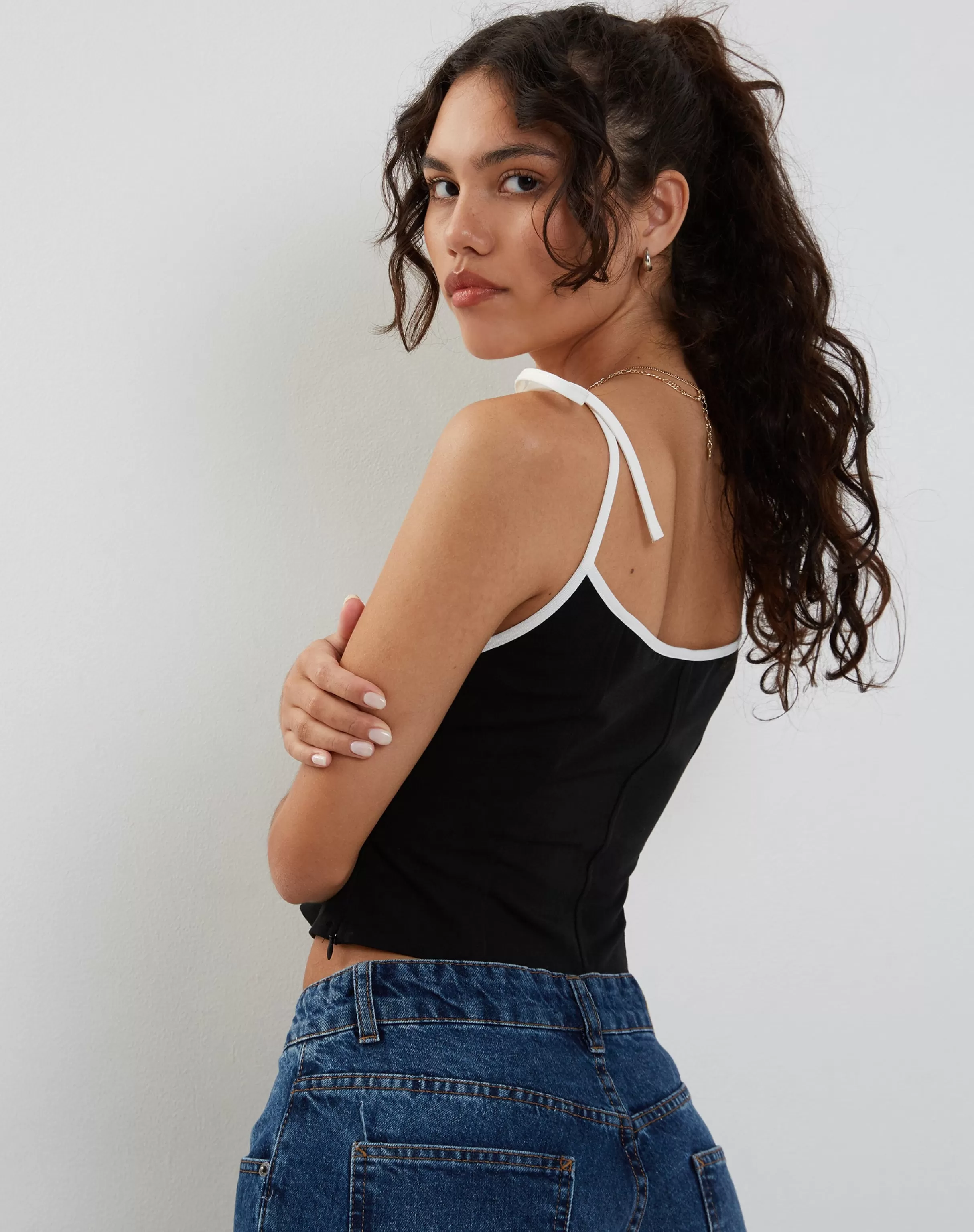 Outlet Kiona Corset Top In With White Binding STRAPPY TOPS | CROP TOPS