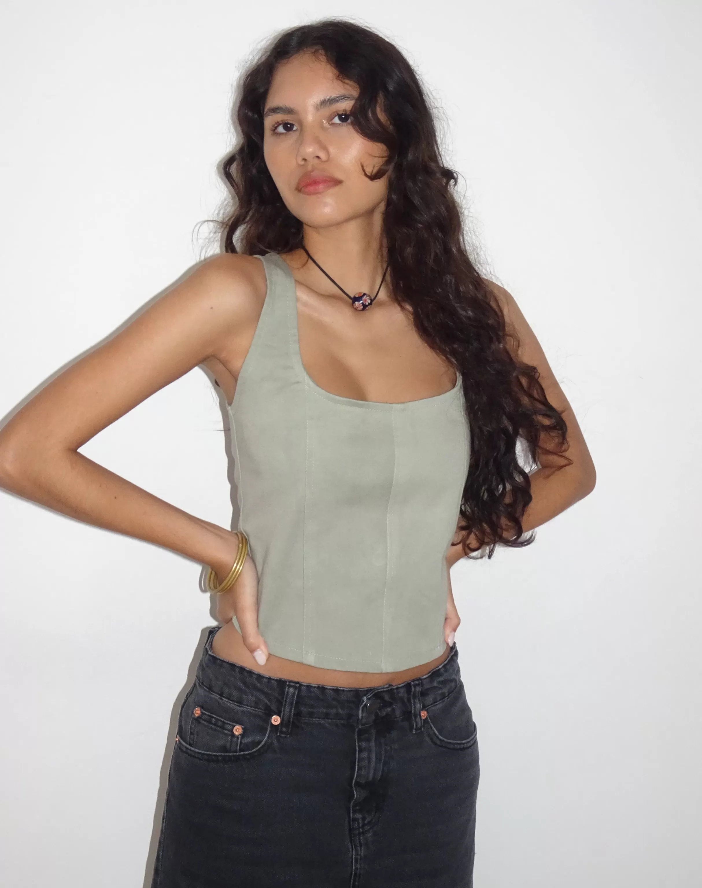 Discount Kye Corset Top In Ash Grey CORSET TOPS