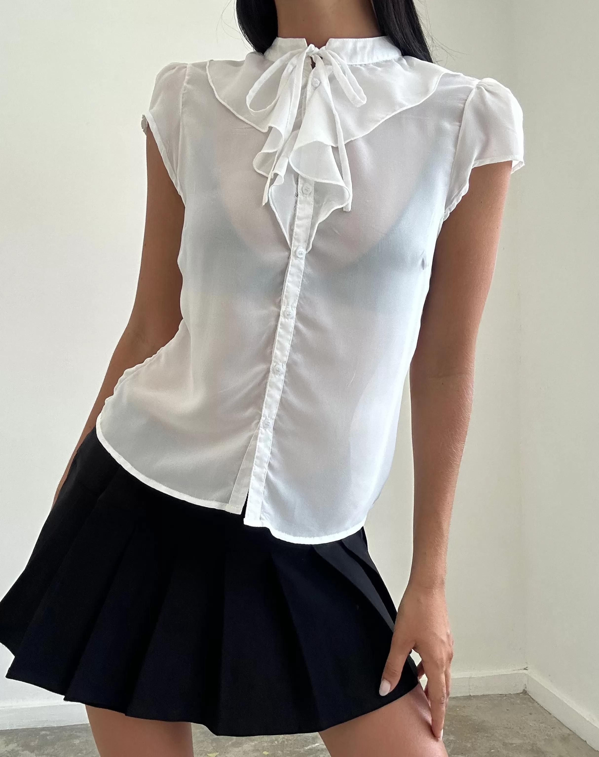 Cheap Lada Blouse In White Chiffon SALE TOPS