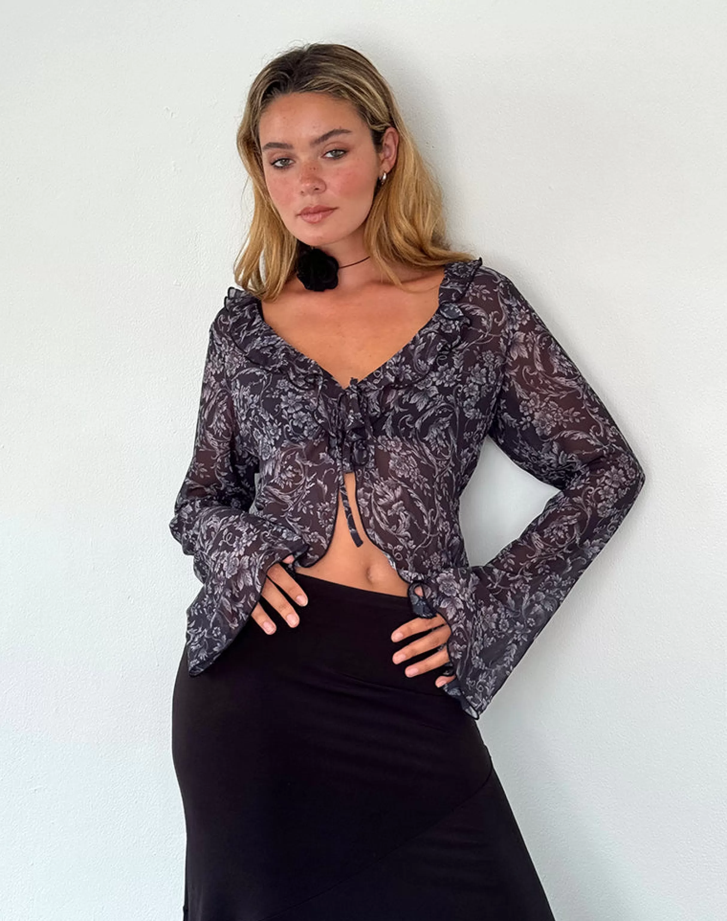 Hot Lakota Cardigan In Black Baroque Print CARDIGANS