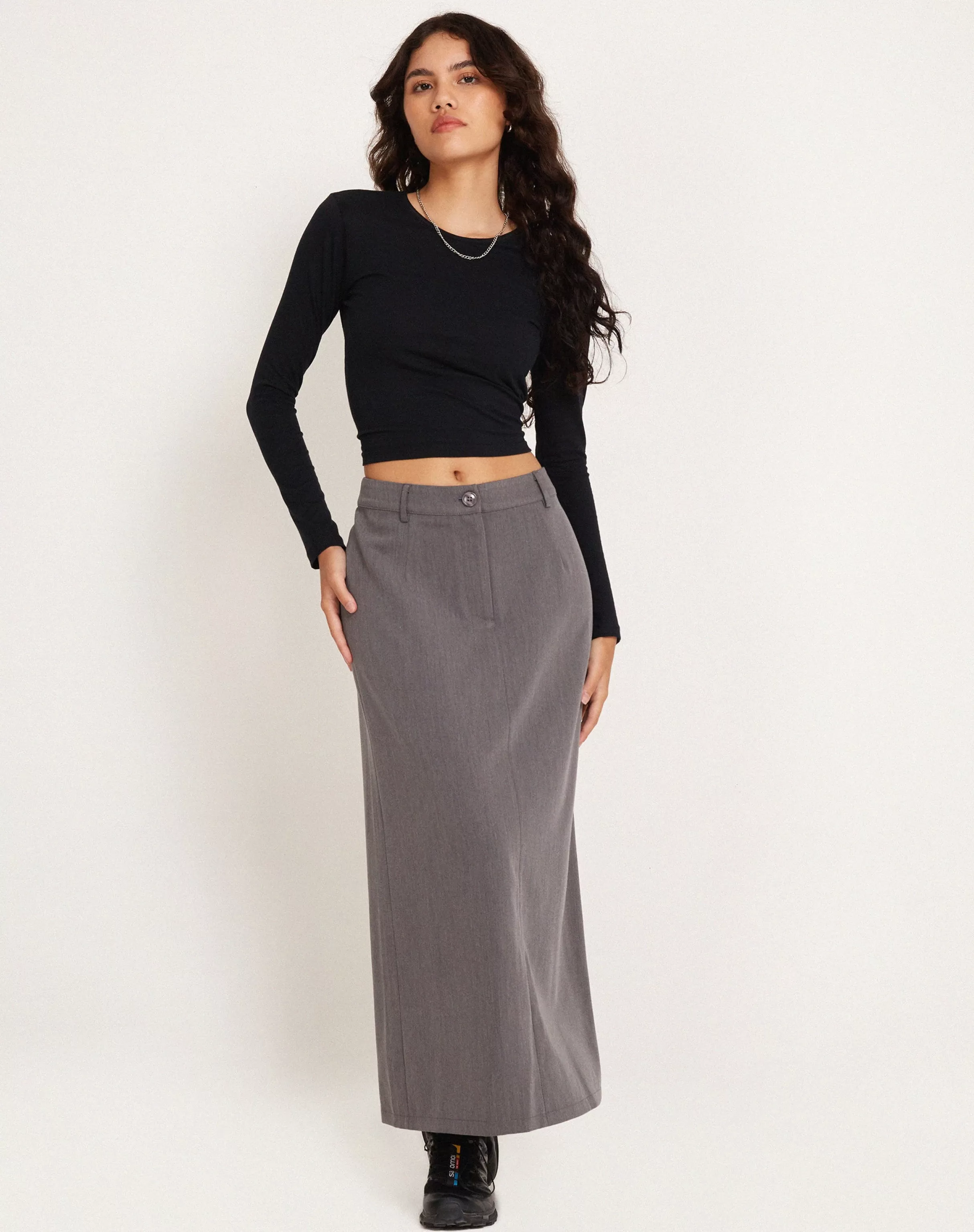 Cheap Lanula Midi Skirt In Tailoring Charcoal SALE SKIRTS | MIDI SKIRTS
