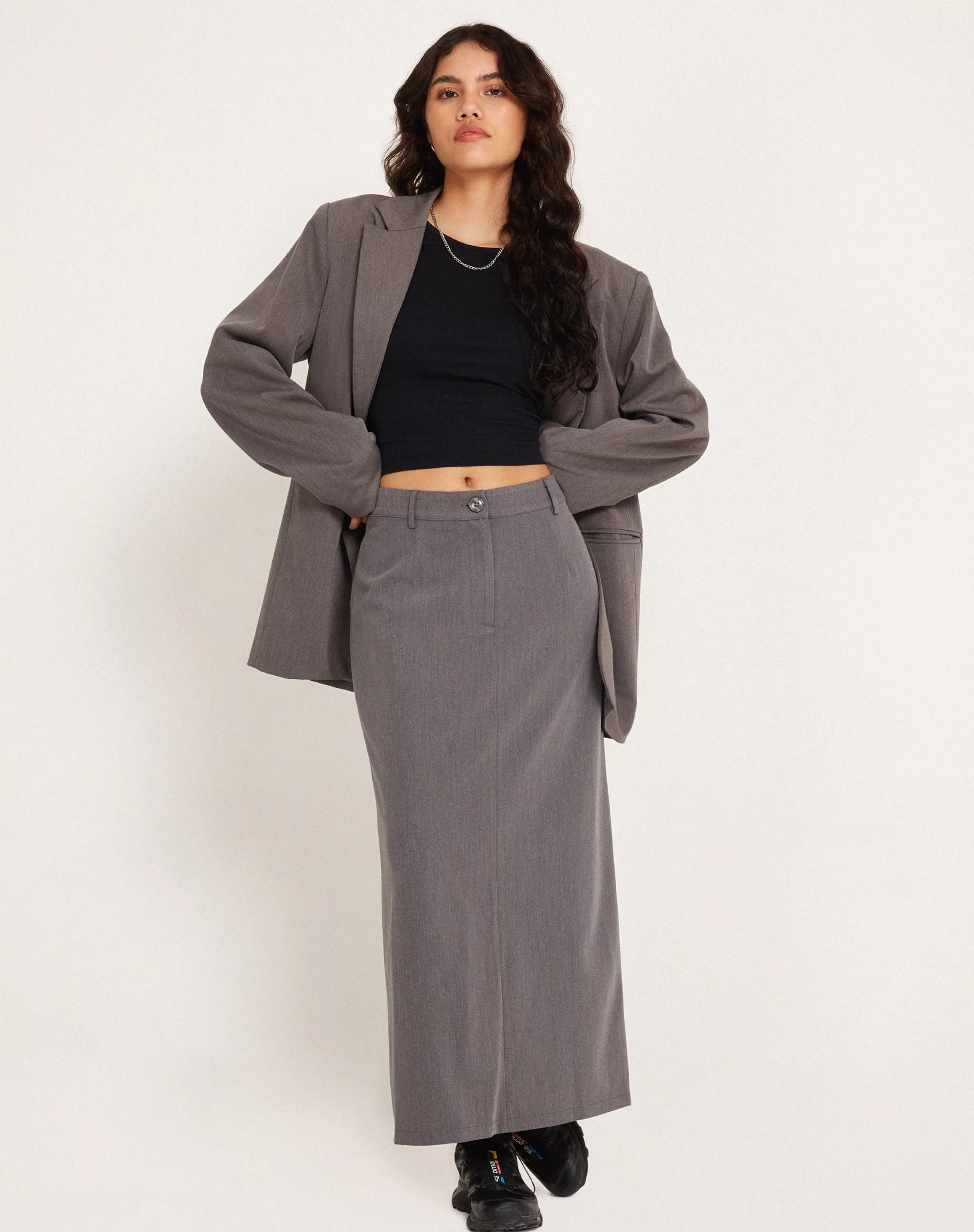 Cheap Lanula Midi Skirt In Tailoring Charcoal SALE SKIRTS | MIDI SKIRTS