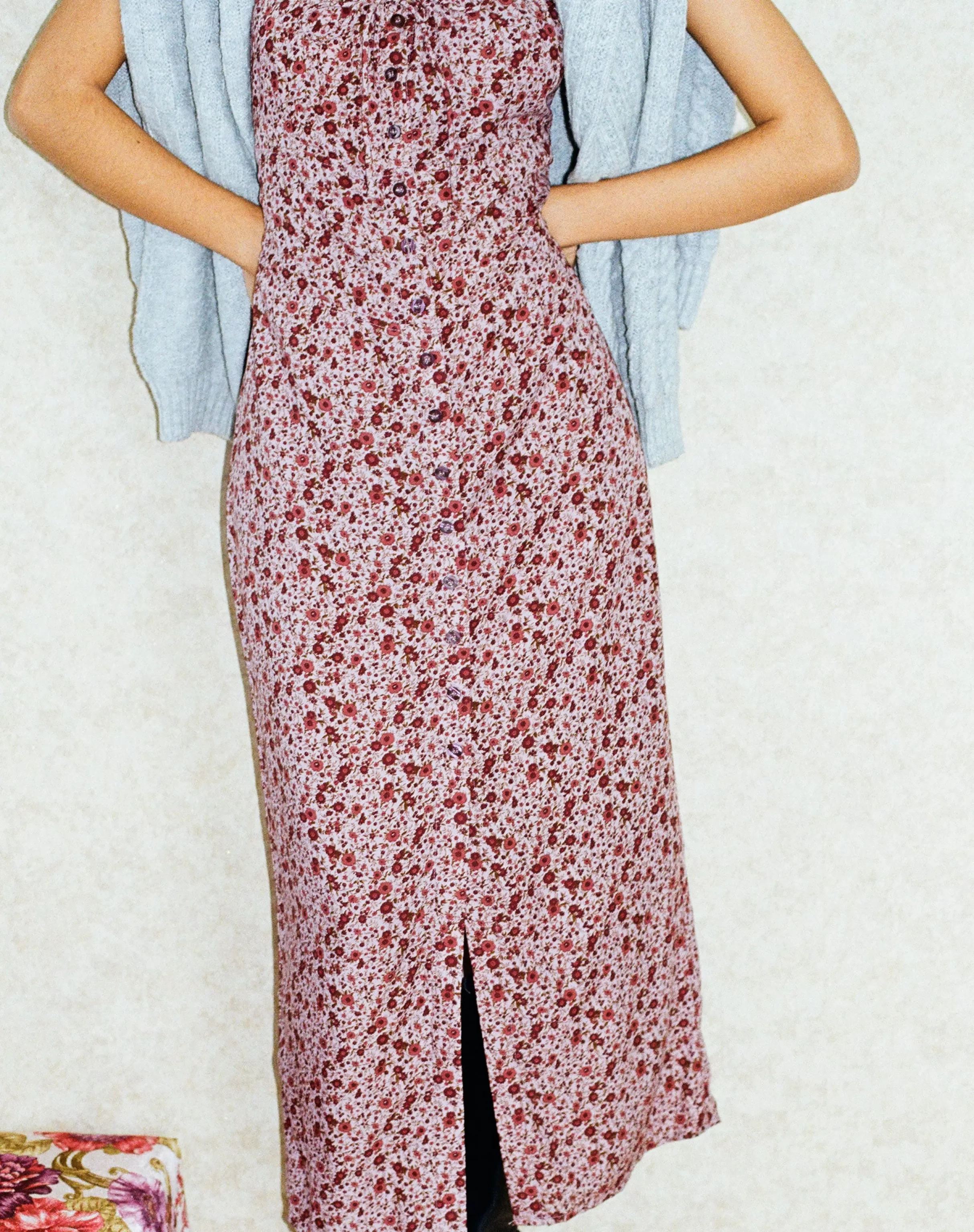 Hot Larson Midi Dress In 90’s Floral Burgundy MIDI DRESSES | PRINTED DRESSES
