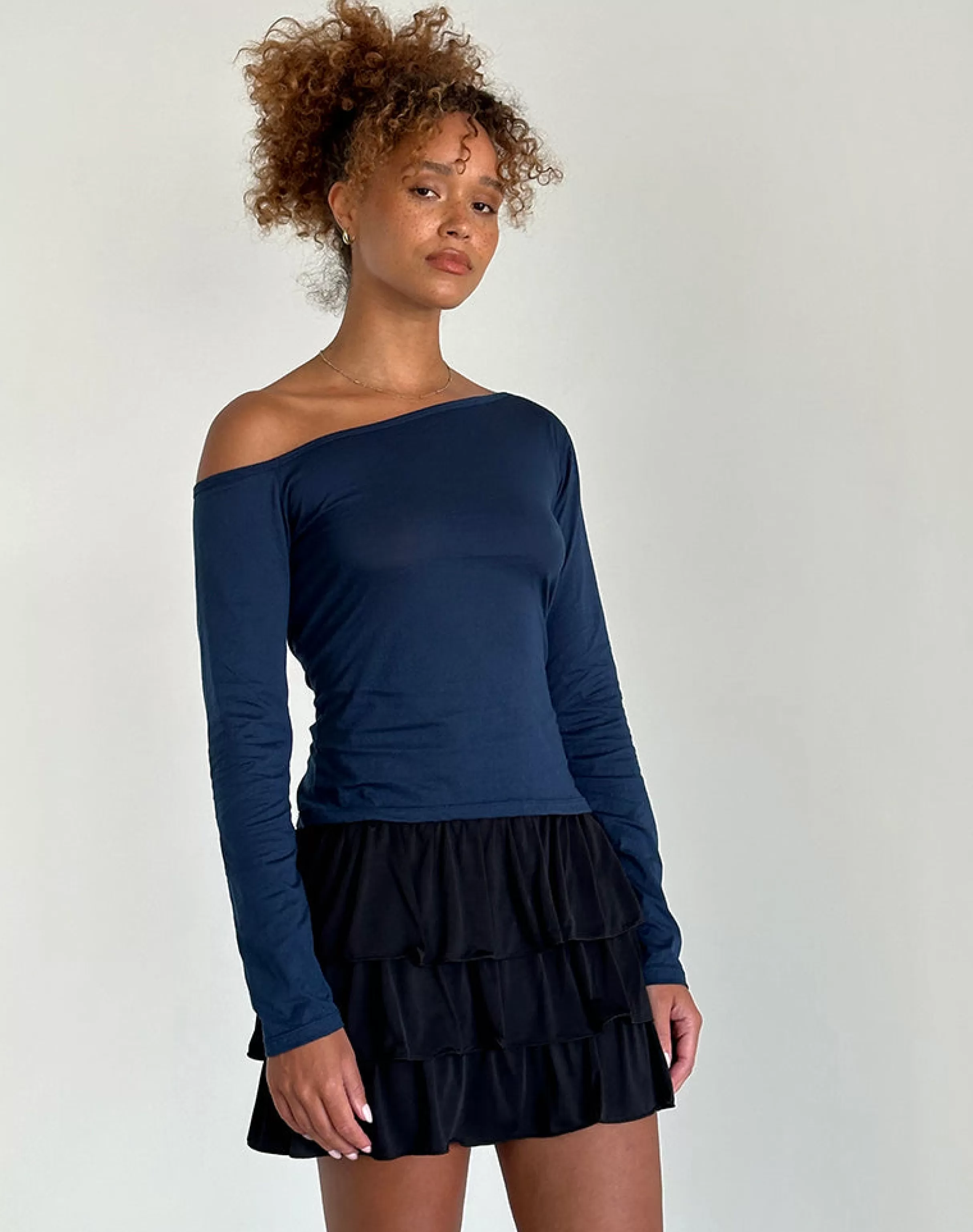 Shop Ledez Asym Slouchy Top In BASICS | BASIC TOPS