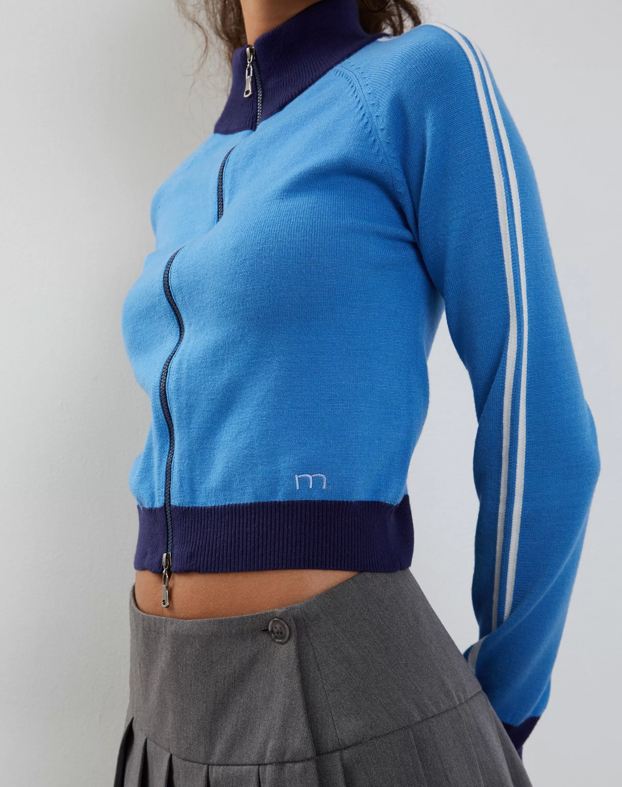 Online Lennon Zip Up Jacket In Blue With White Stripe SALE COATS & JACKETS