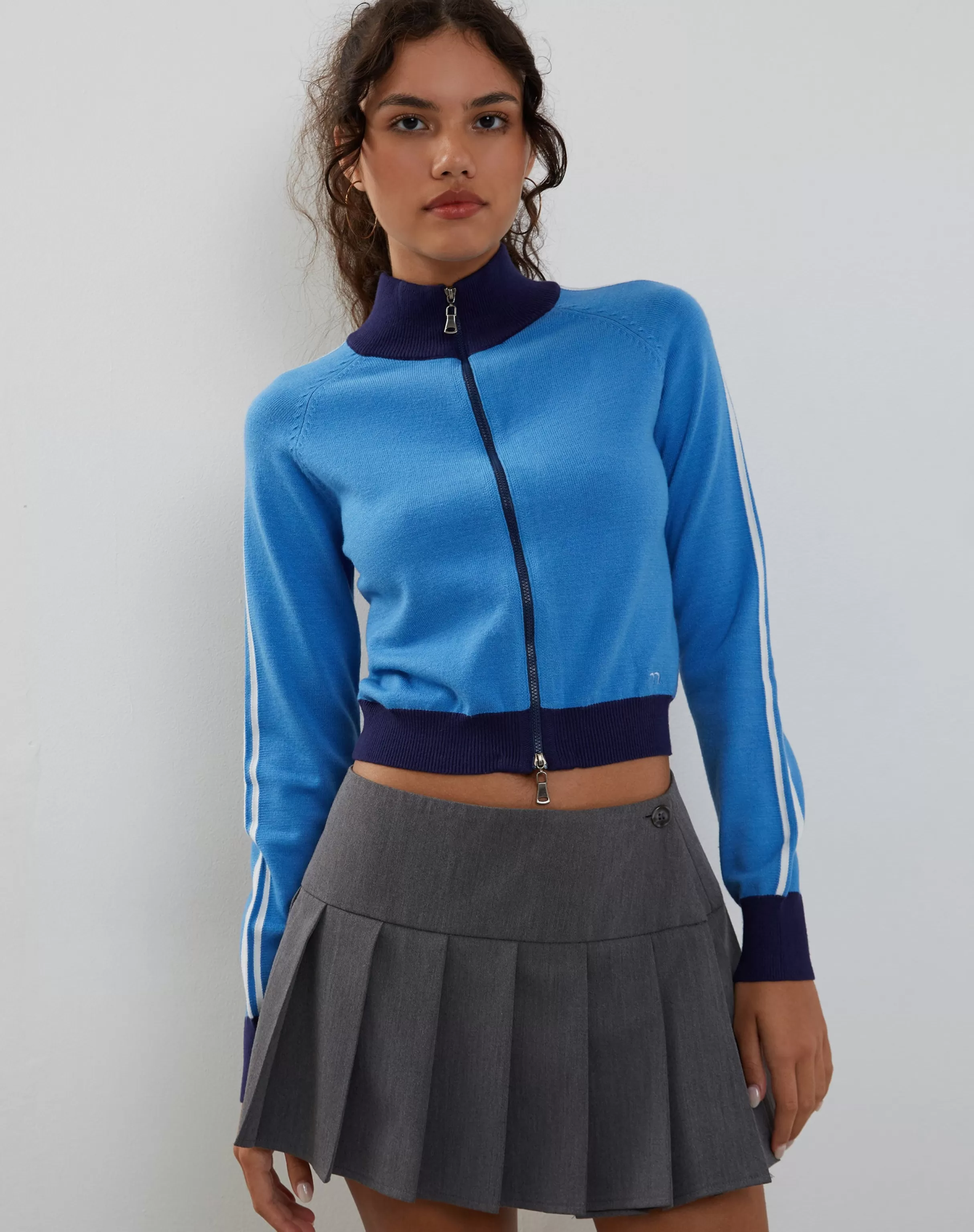 Online Lennon Zip Up Jacket In Blue With White Stripe SALE COATS & JACKETS