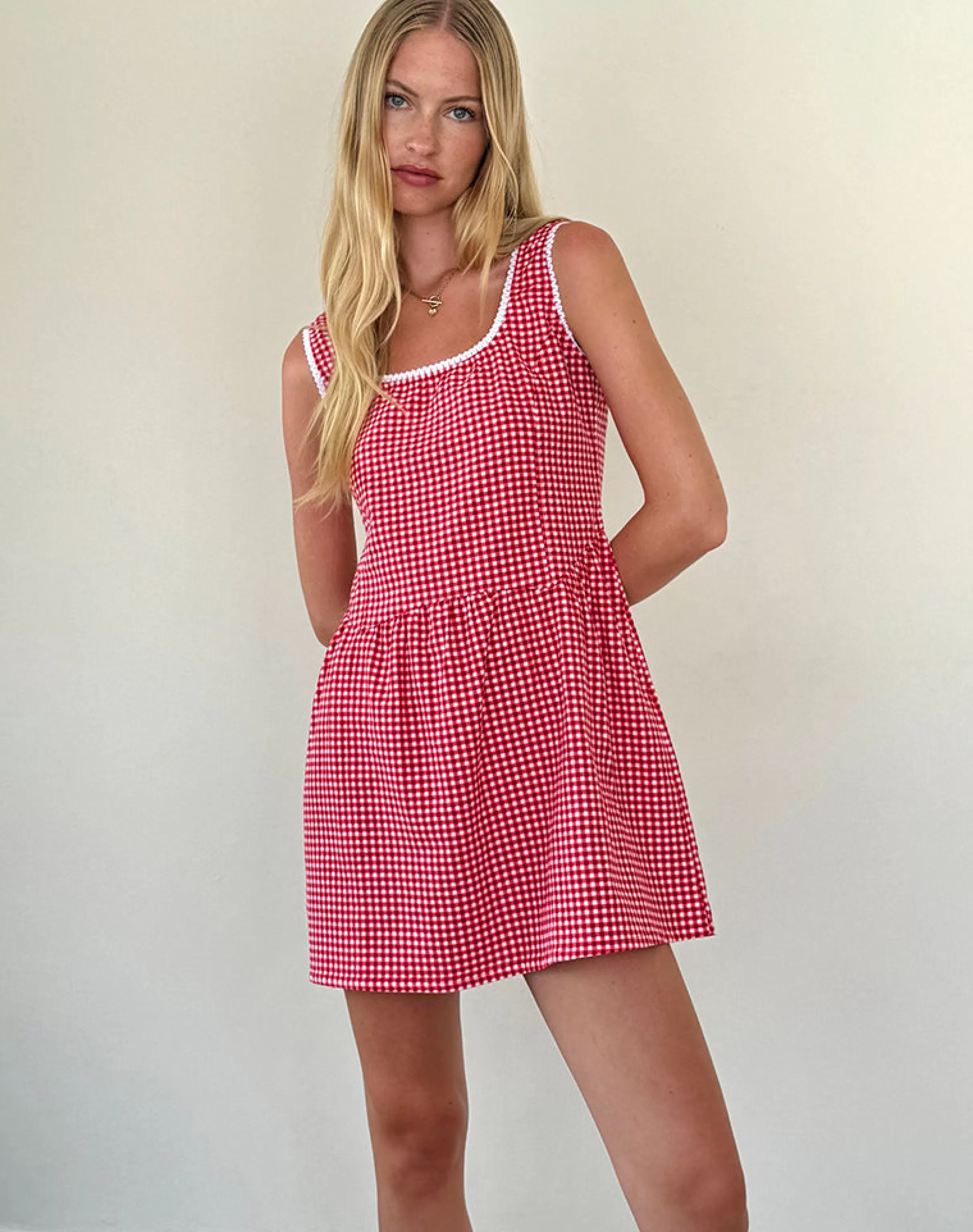 New Leshi Mini Dress In Red Gingham STRAWBERRY GIRL | DAY DRESSES