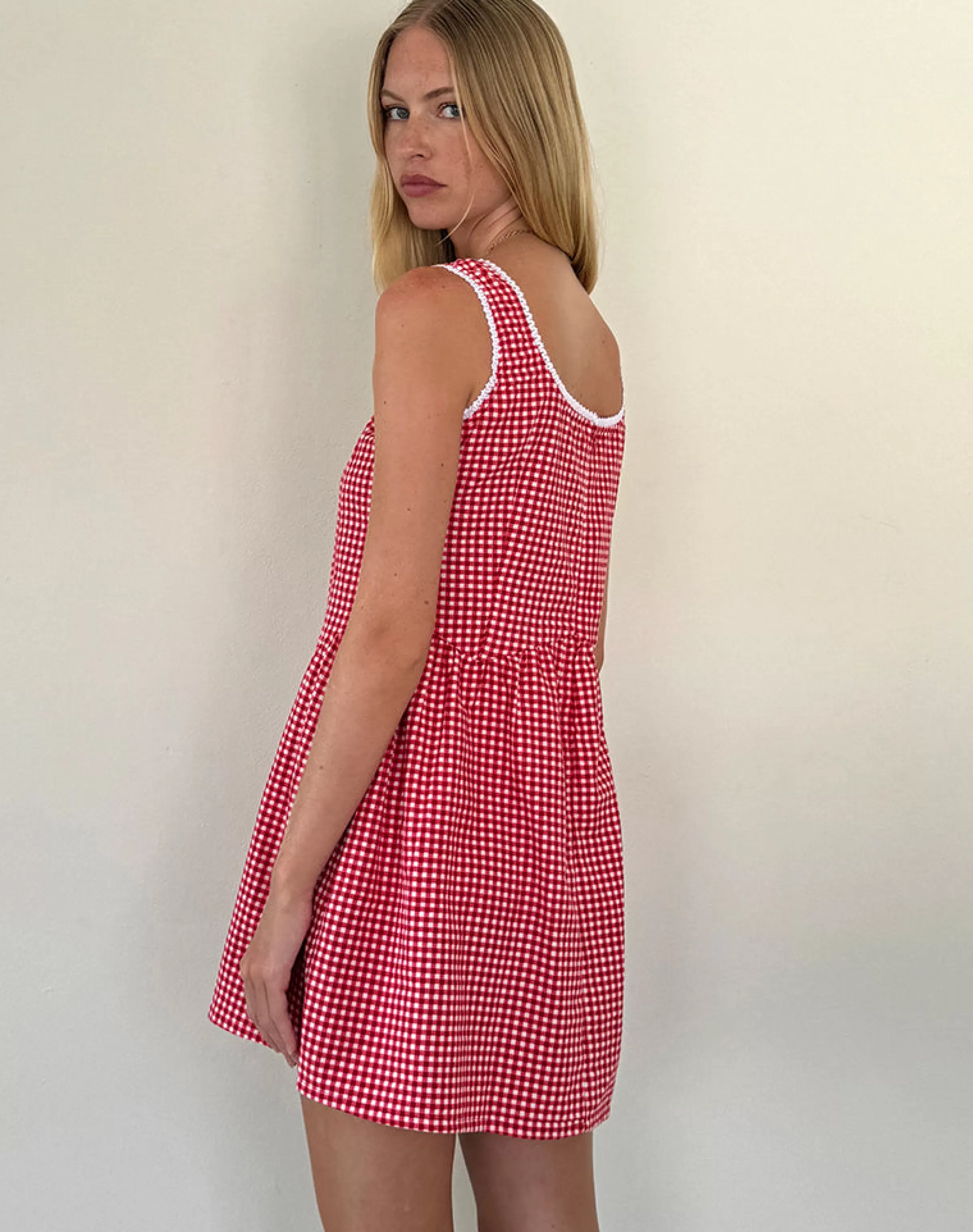 New Leshi Mini Dress In Red Gingham STRAWBERRY GIRL | DAY DRESSES