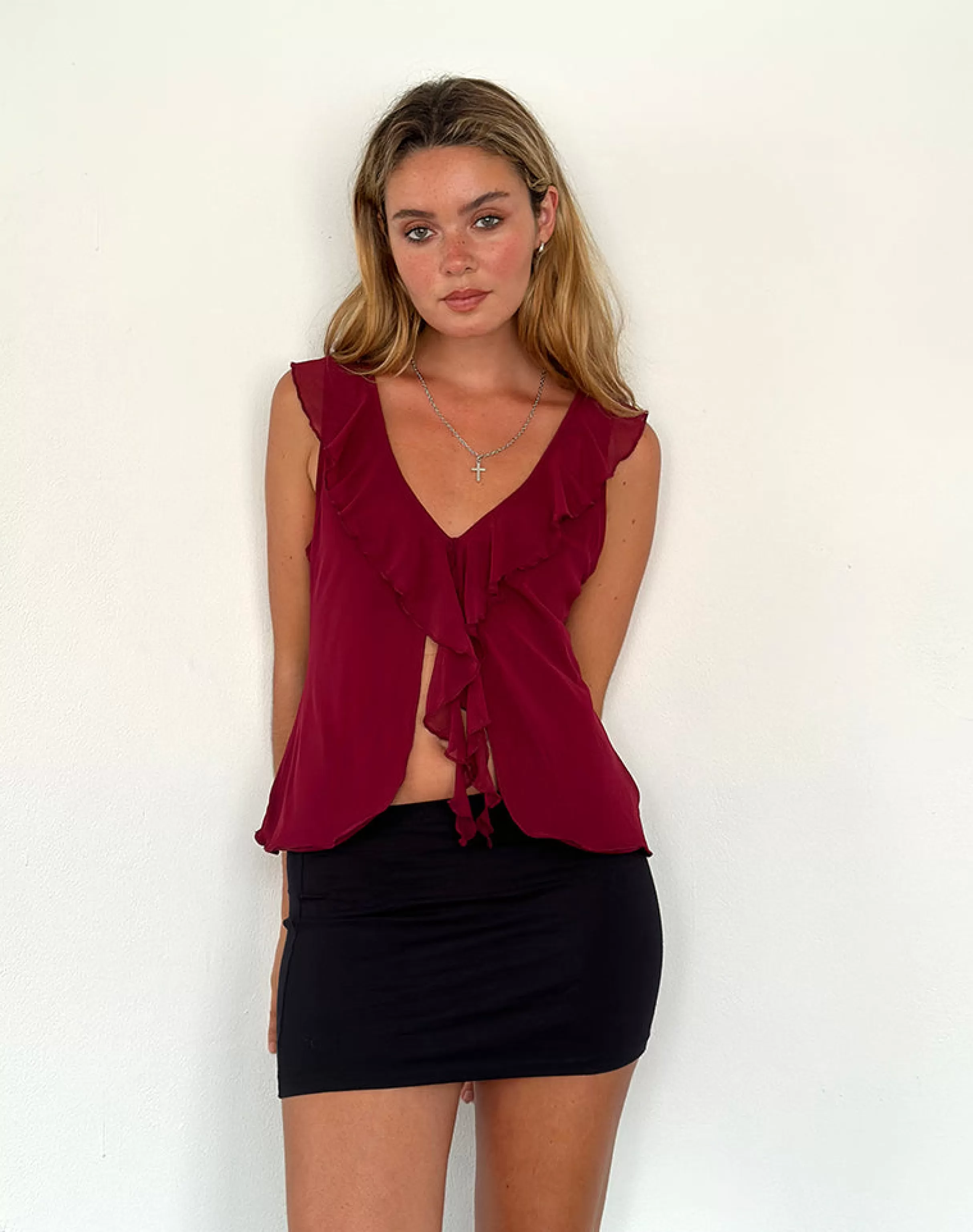 Hot Leviosa Butterfly Top In Deep Burgundy STRAPPY TOPS