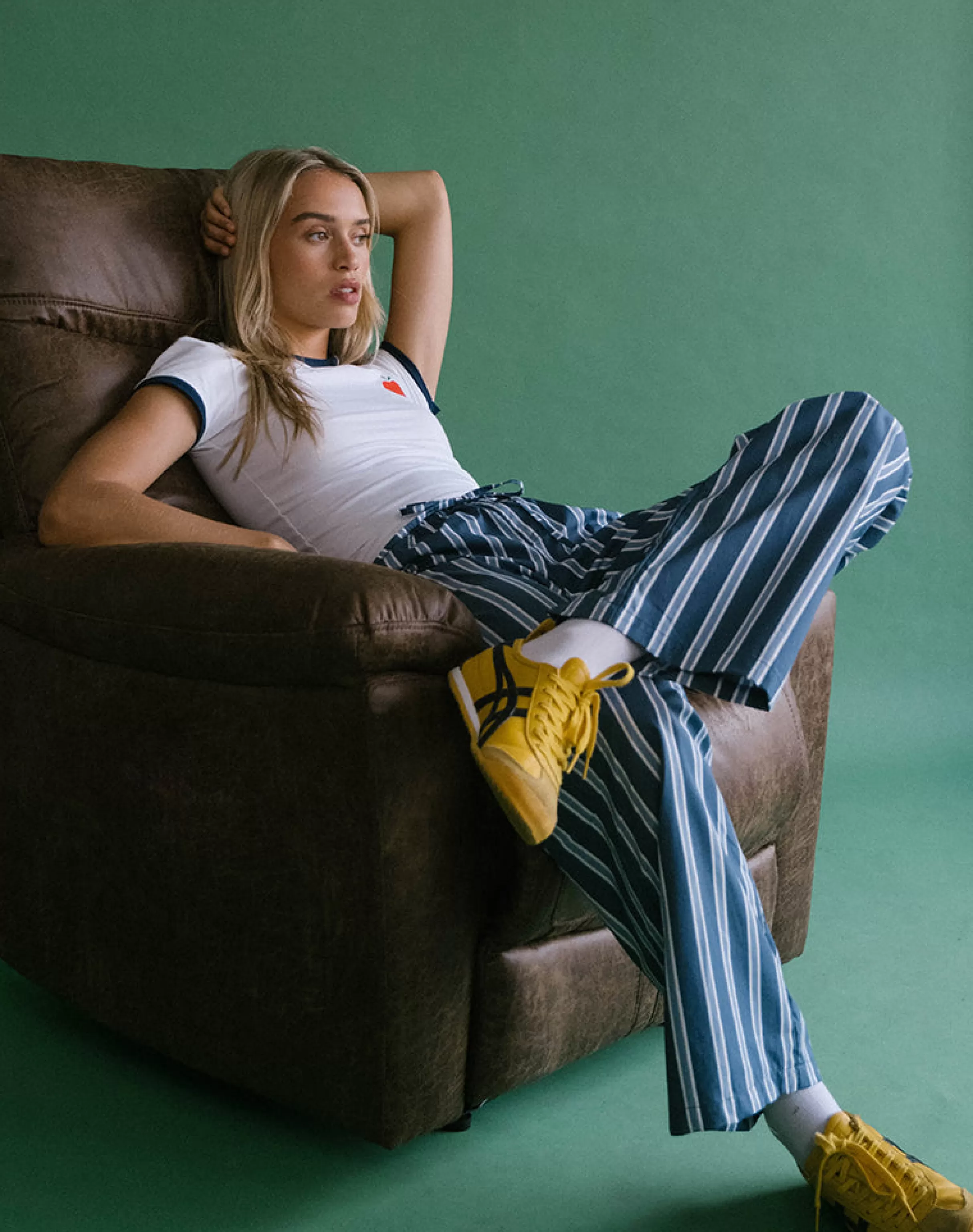 Shop Lirura Trouser In Poplin Formal Stripe Navy SWEET AS PIE | BASICS