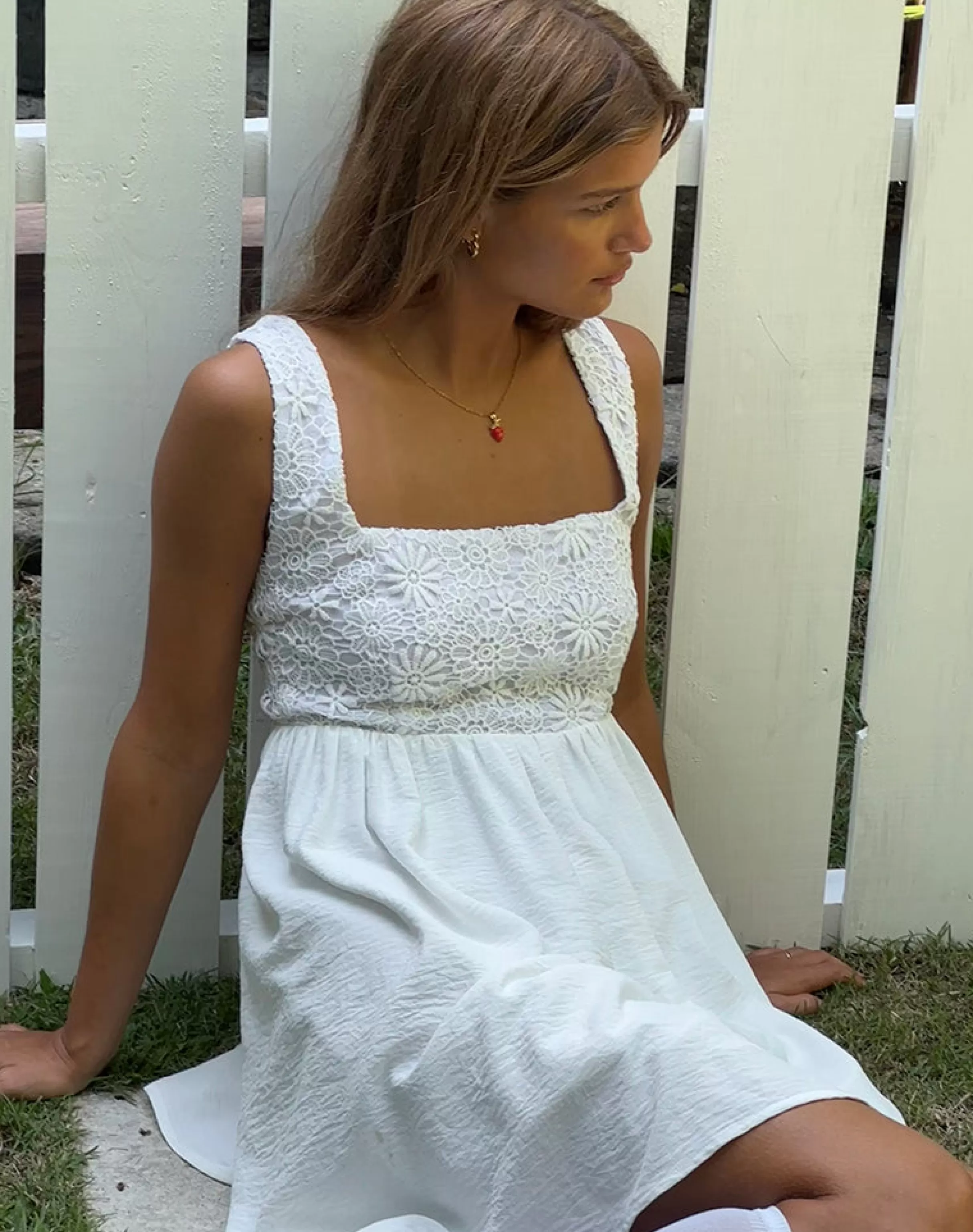 Shop Liselotte Mini Dress In Ivory STRAWBERRY GIRL | DAY DRESSES