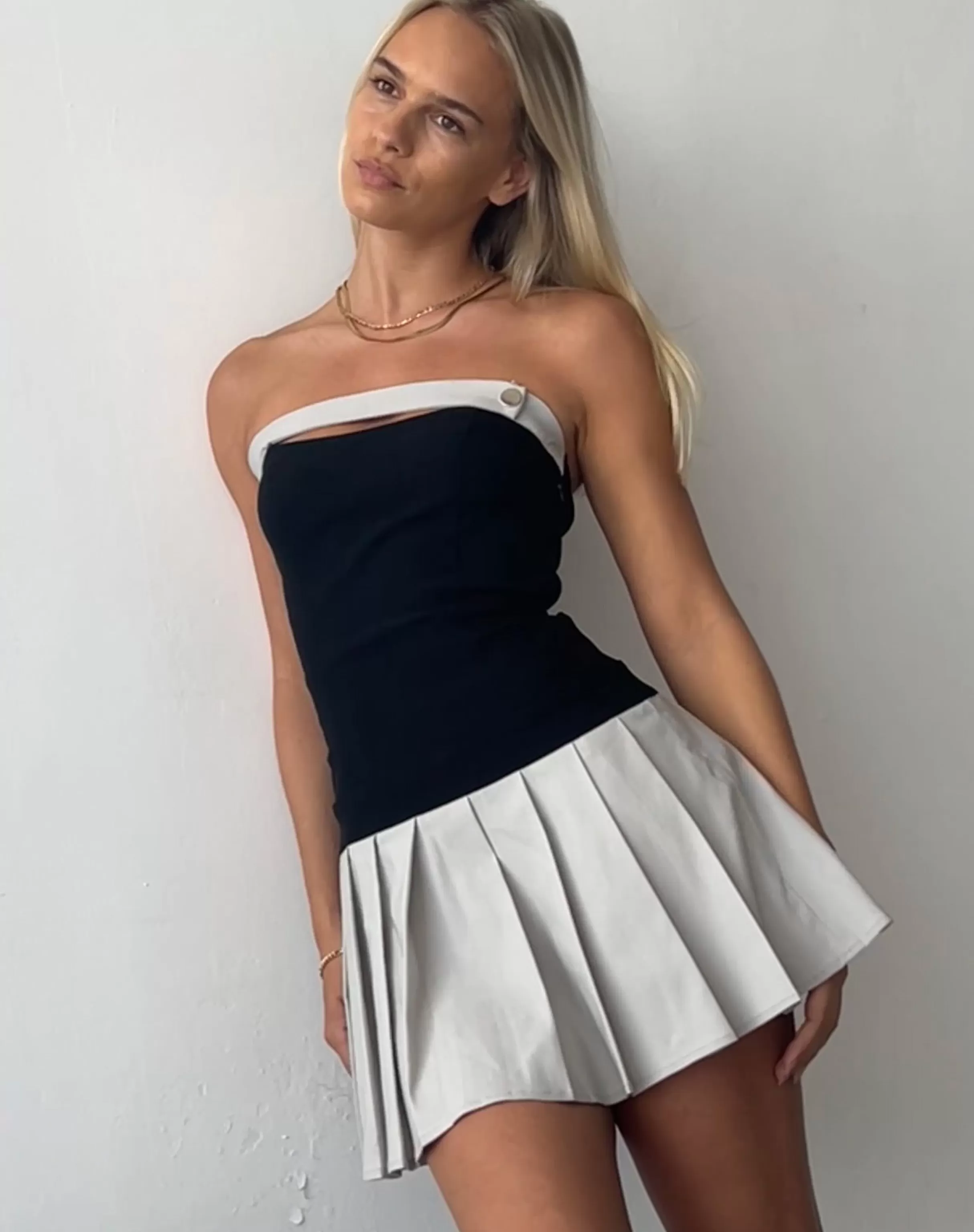 Cheap Lisma Bandeau Cut-out Mini Dress In Tailoring Grey And Black SALE DRESSES