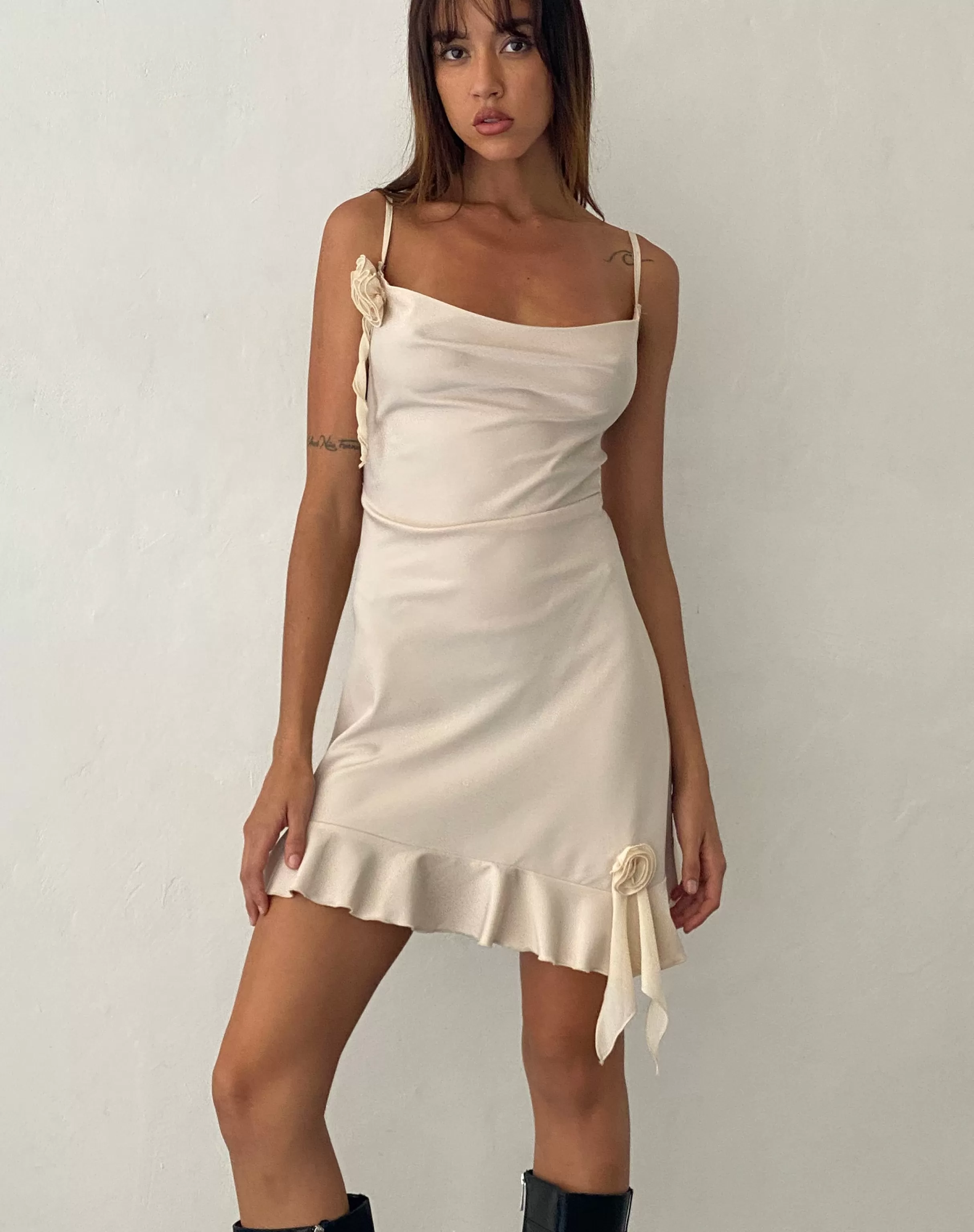 New Litera Ruffle Rosette Mini Dress In SALE DRESSES