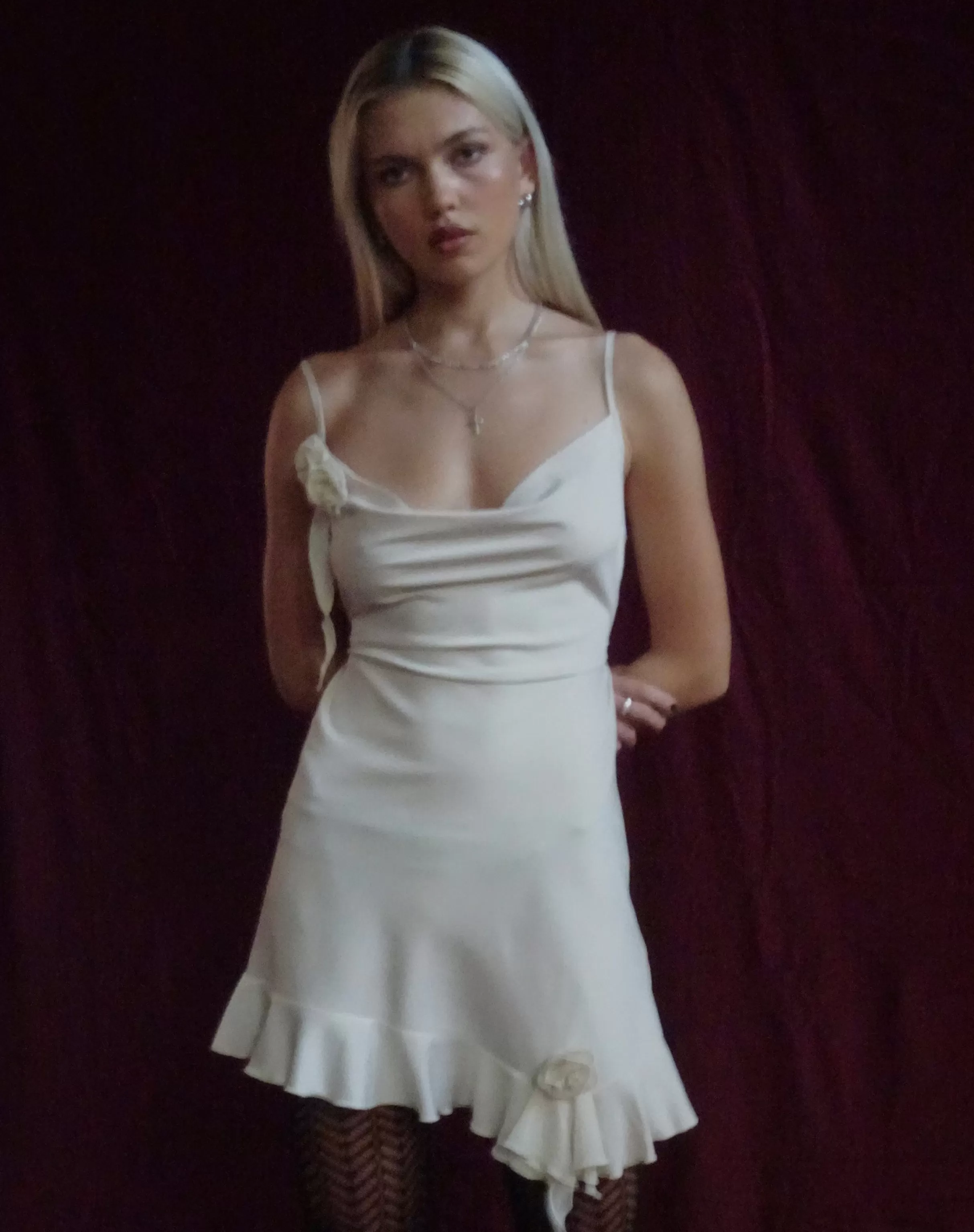 New Litera Ruffle Rosette Mini Dress In SALE DRESSES