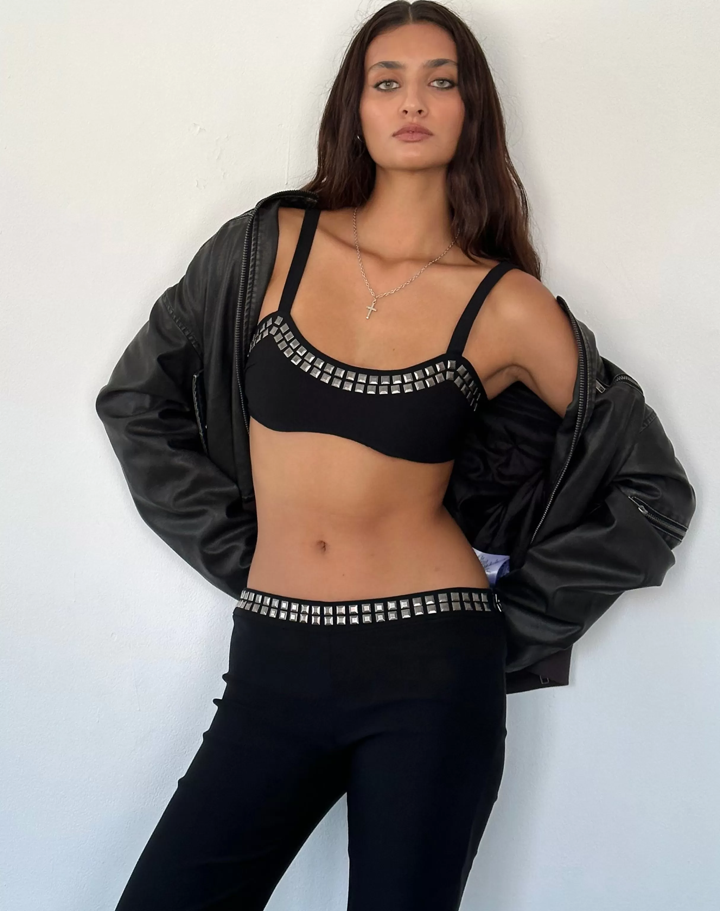 Cheap Liu Studded Bralette In Black Tailoring STRAPPY TOPS