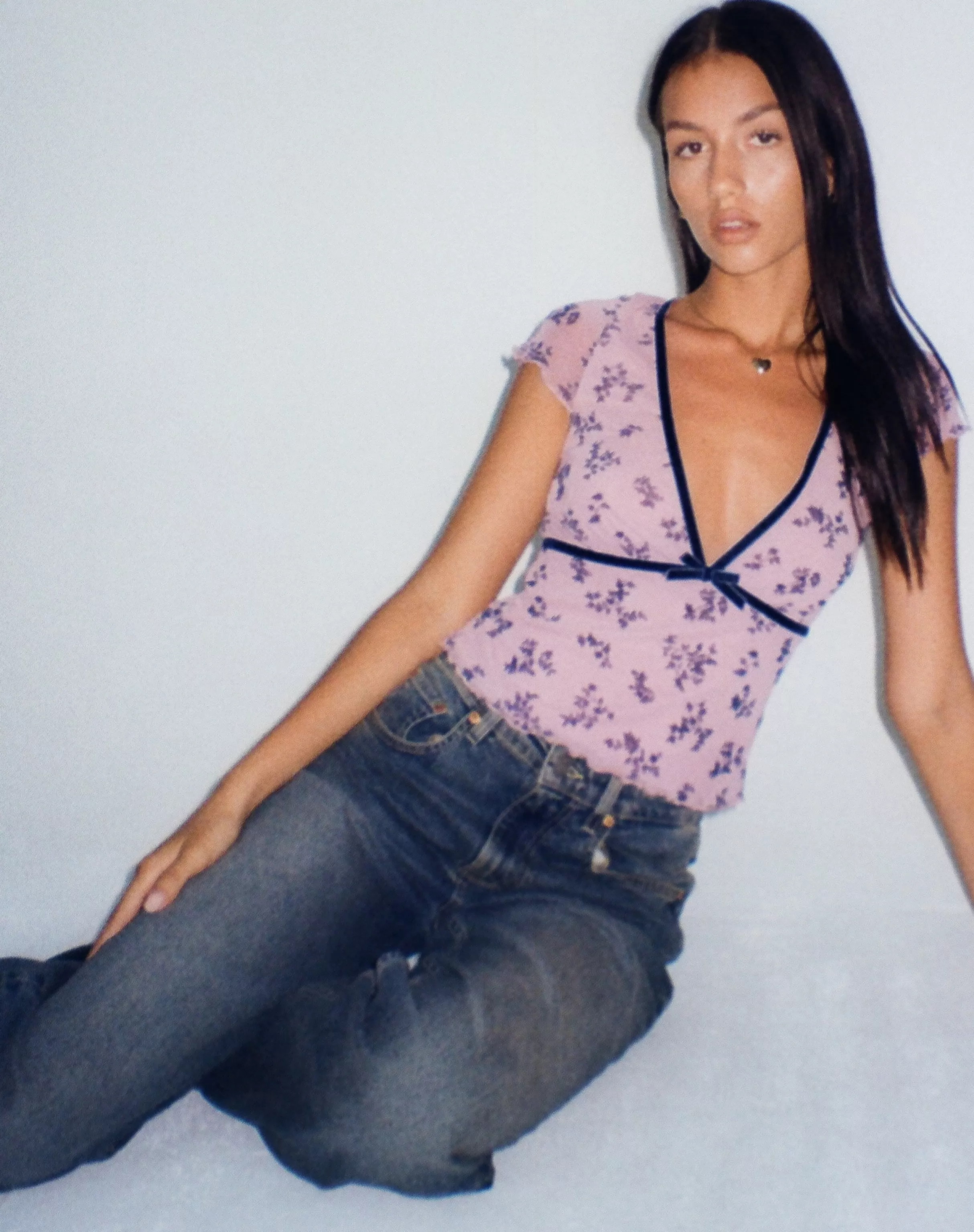 Cheap Livi Mesh Top In PRINTED TOPS