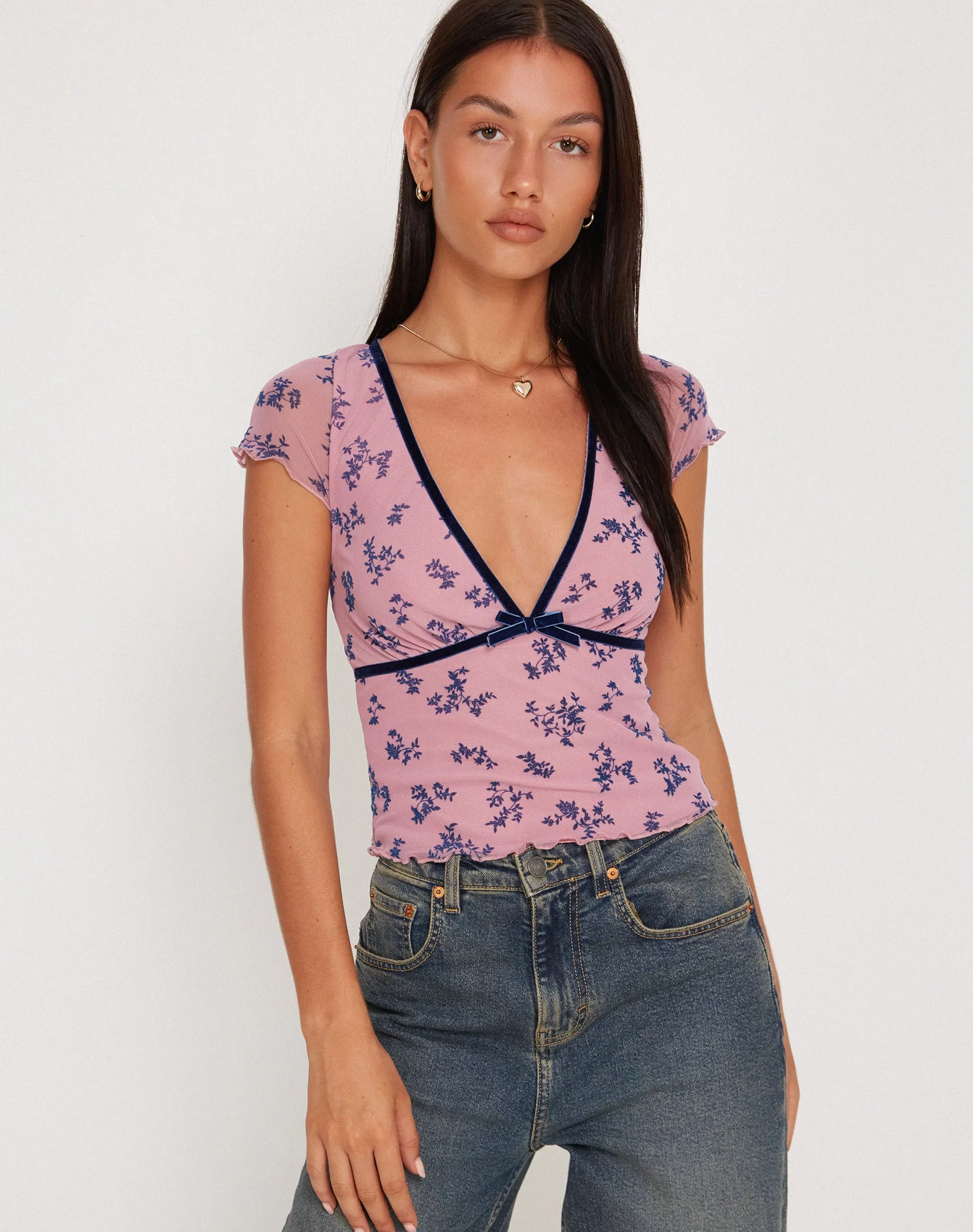 Cheap Livi Mesh Top In PRINTED TOPS